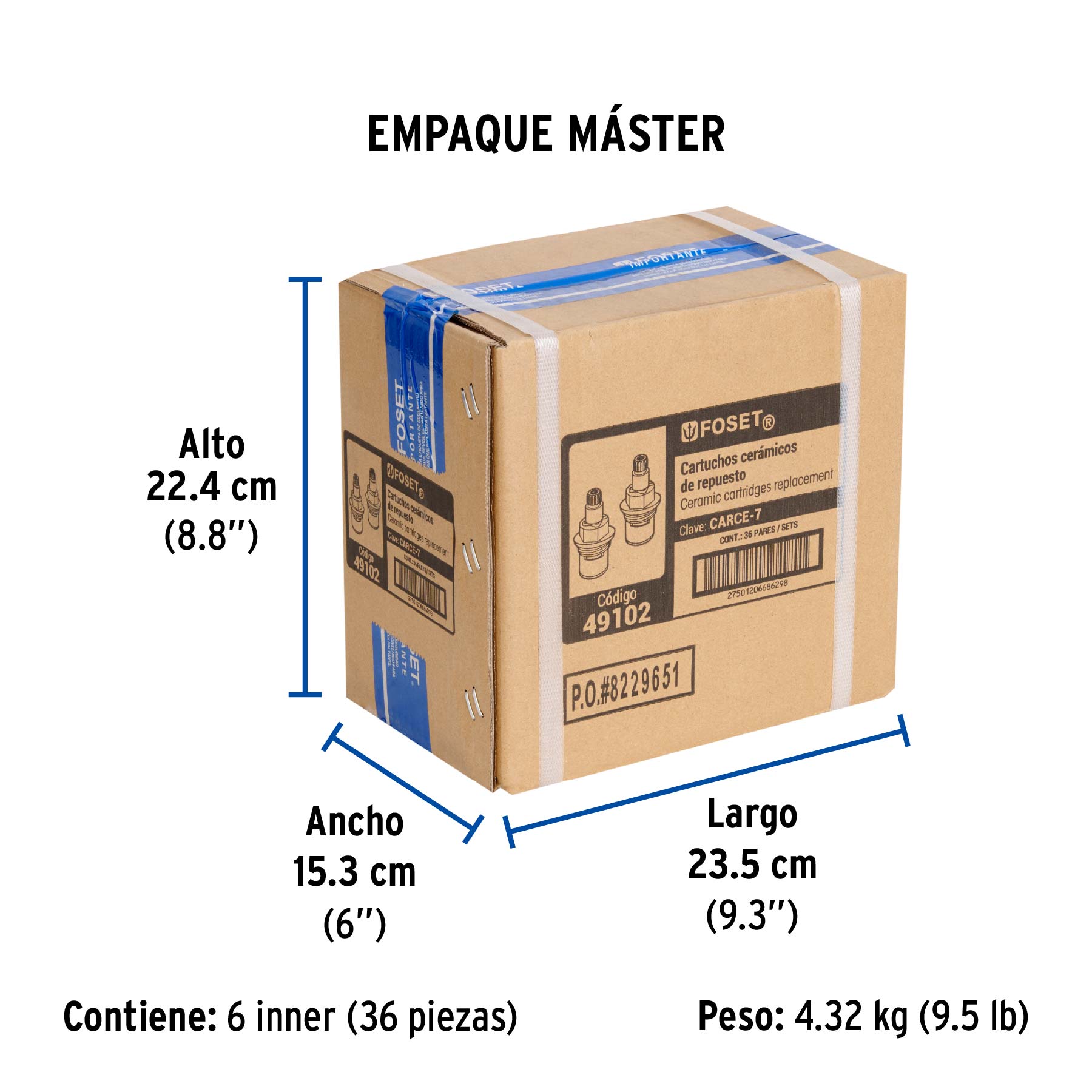 Cartuchos cerámico para llaves empotrar, Basic y Aqua, 2pzas