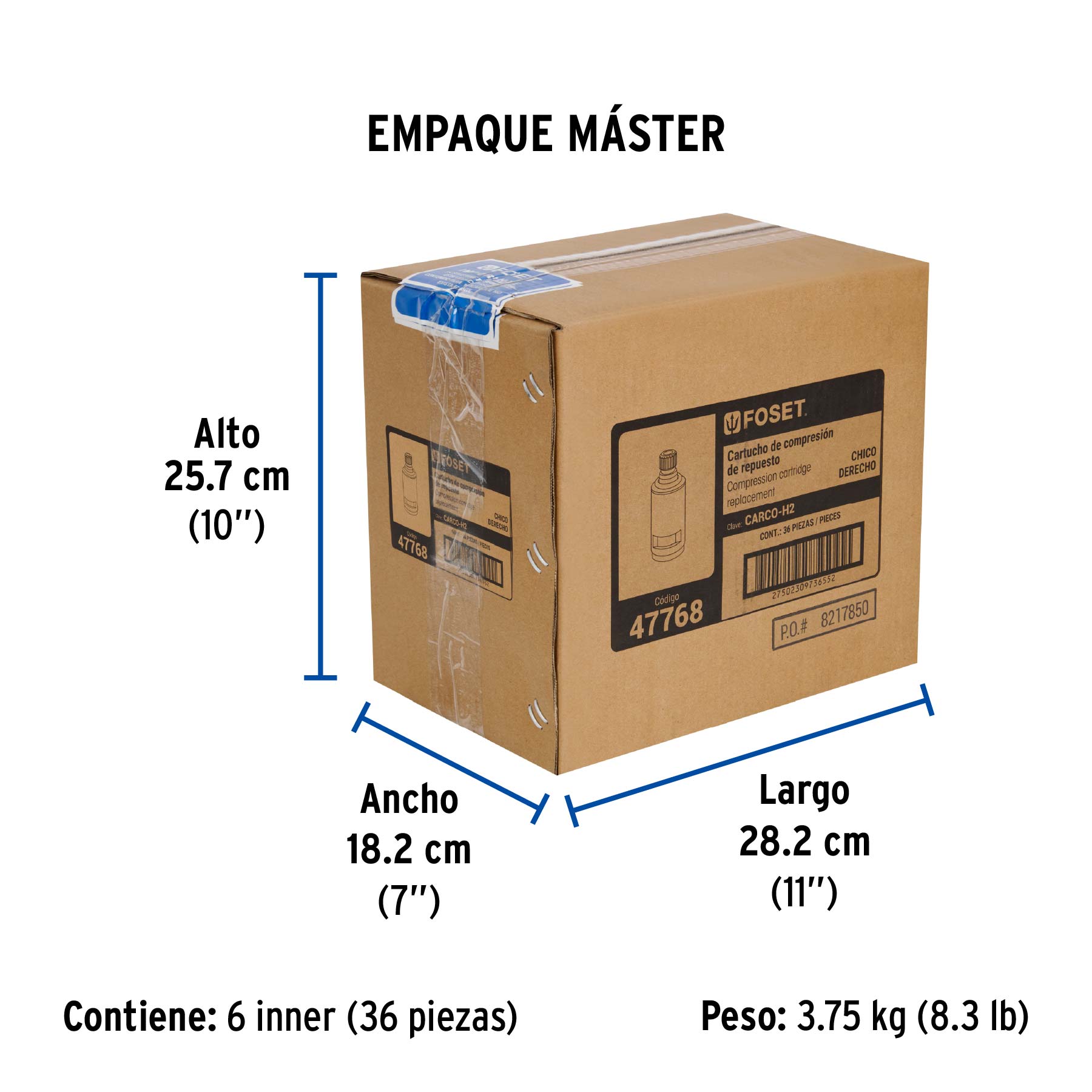 Cartucho genérico de compresión, chico, derecho, Foset