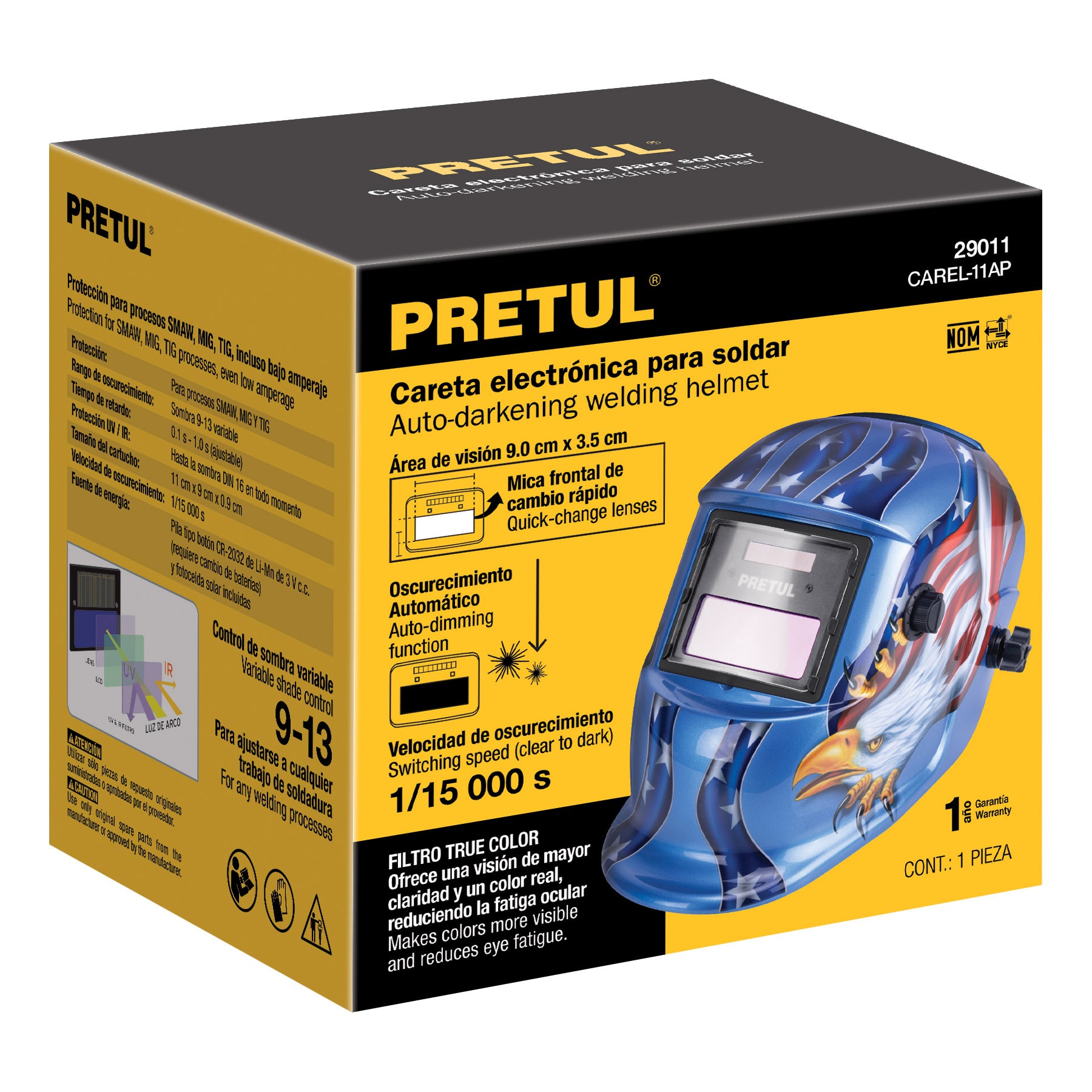 Careta electrónica p/soldar, águila, sombra 9 a 13, Pretul