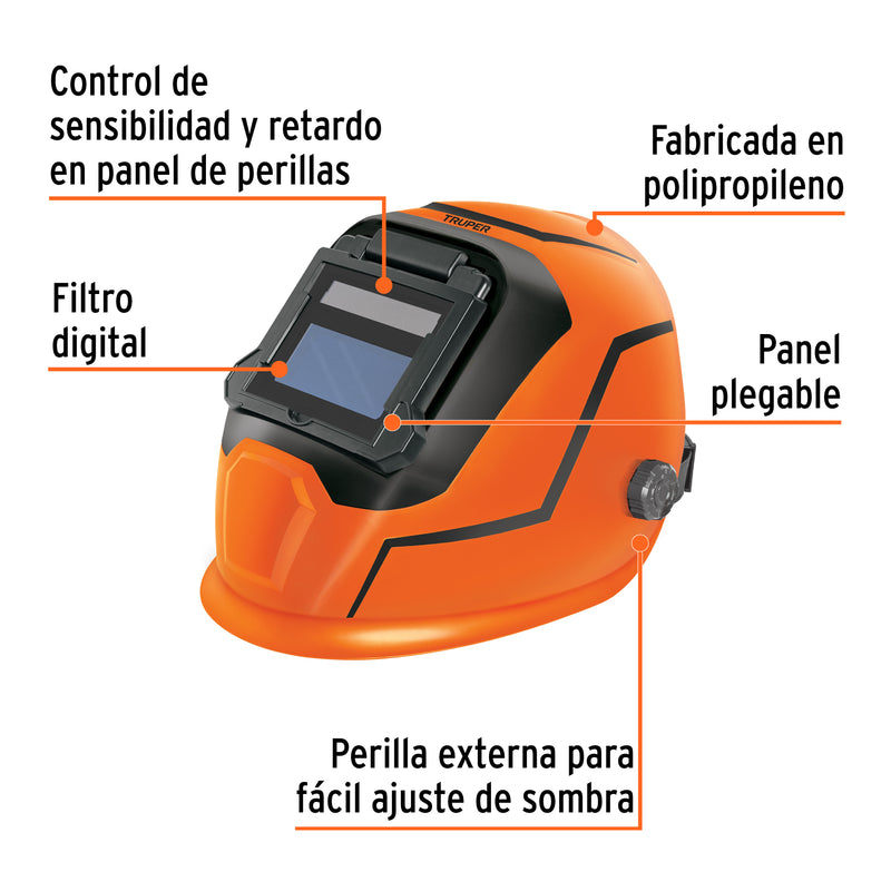 Careta electrónica para soldar, sombra 9-13, Truper