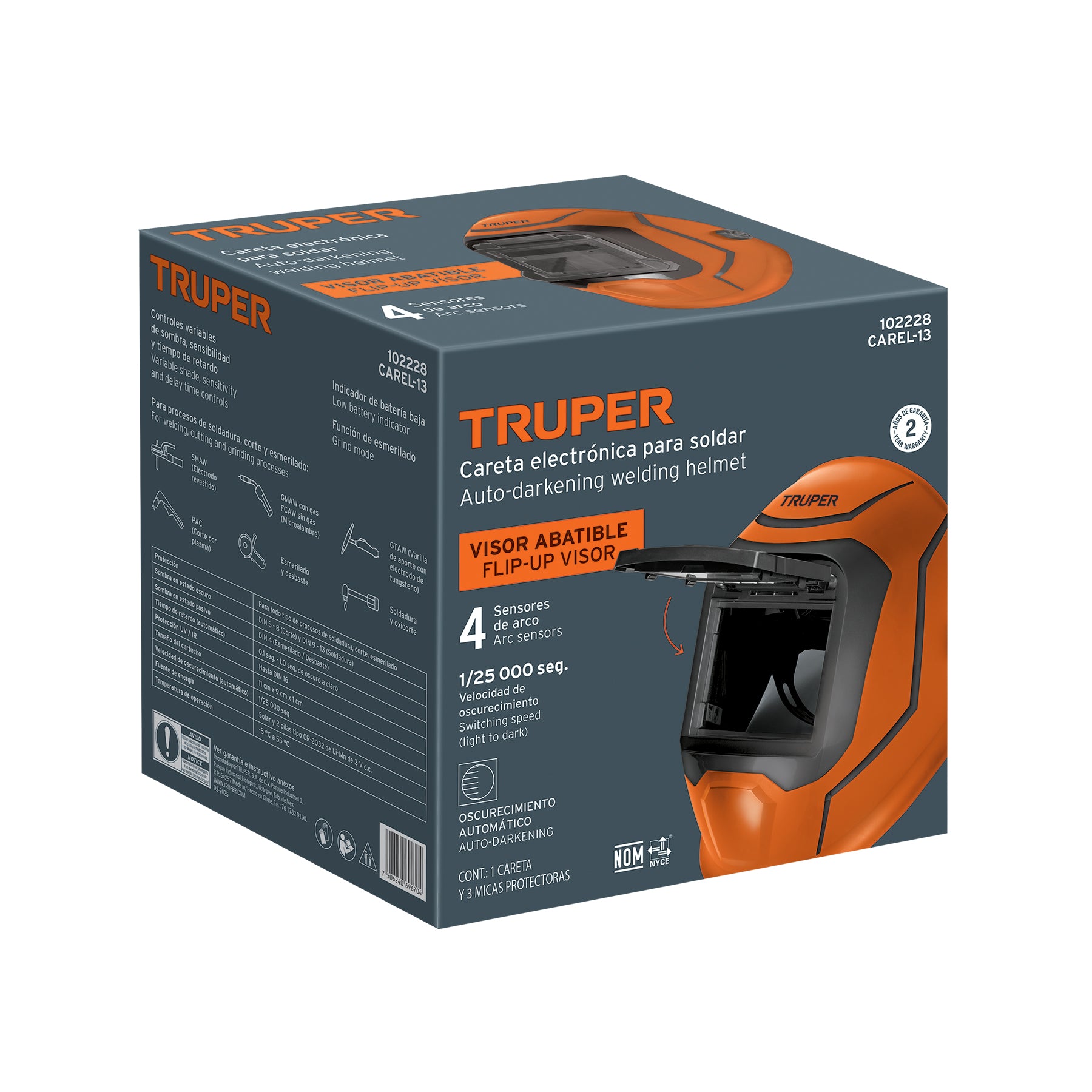 Careta electrónica para soldar, sombra 9-13, Truper