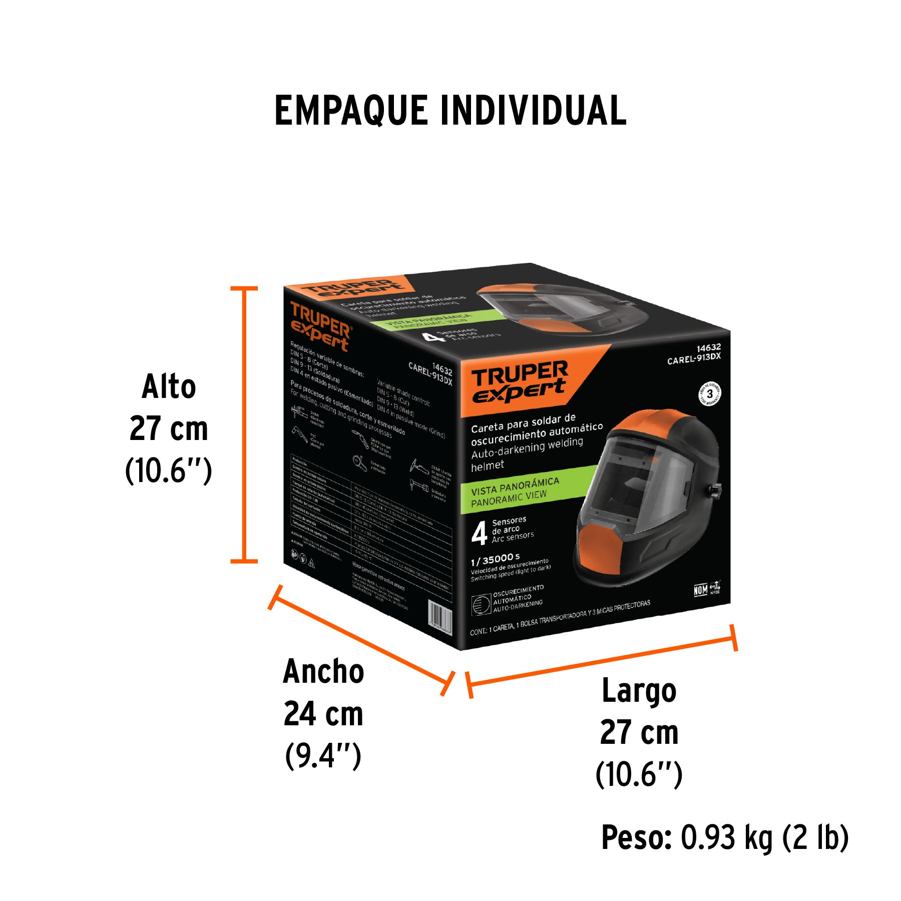 Careta digital para soldar, sombra 9 a 13, Truper Expert
