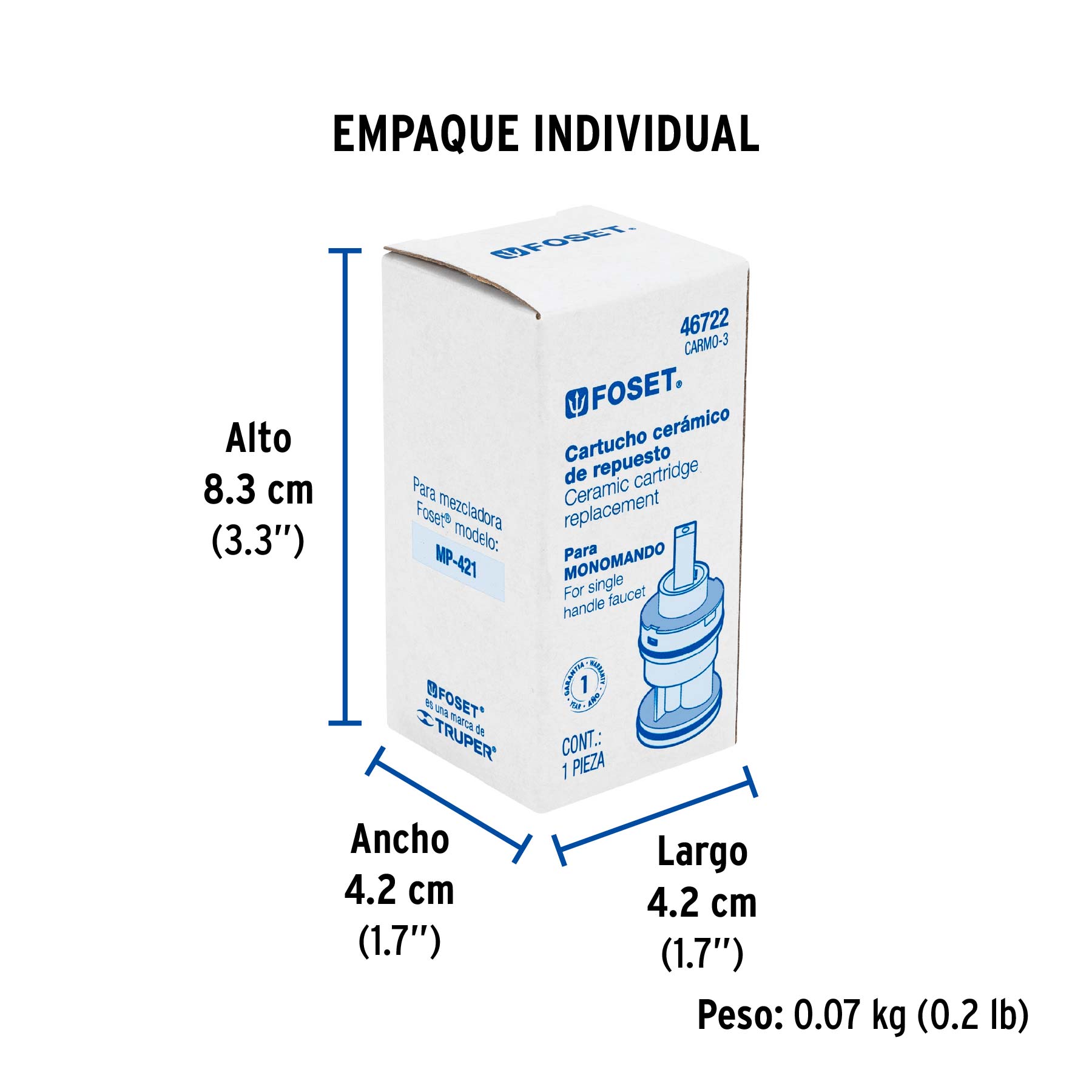 Cartucho de repuesto para monomandos MP-419 y MP-421, Basic