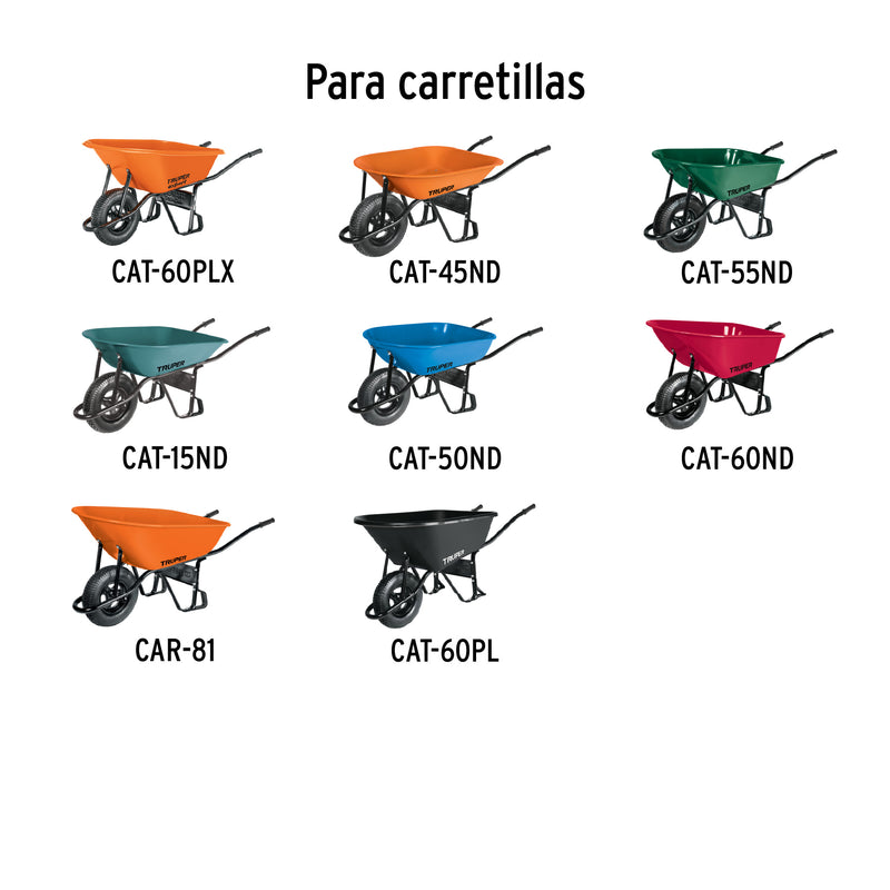 Caja con accesorios y llanta reforzada, 16" para carretilla