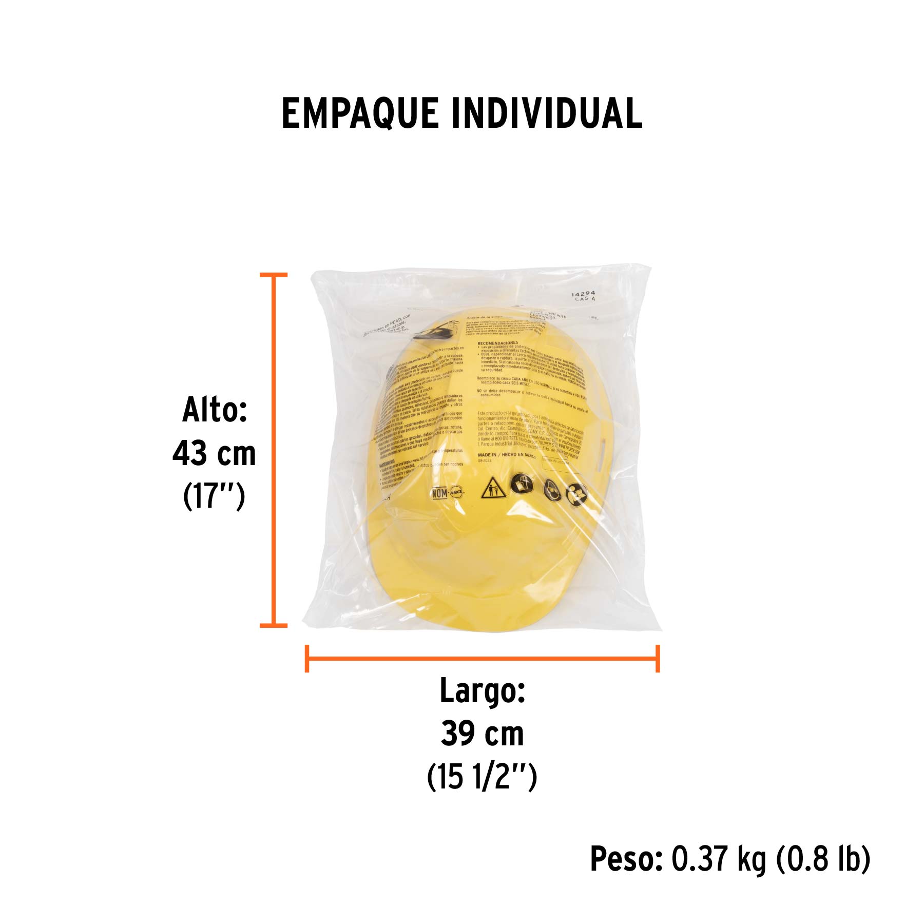 Casco de seguridad color amarillo