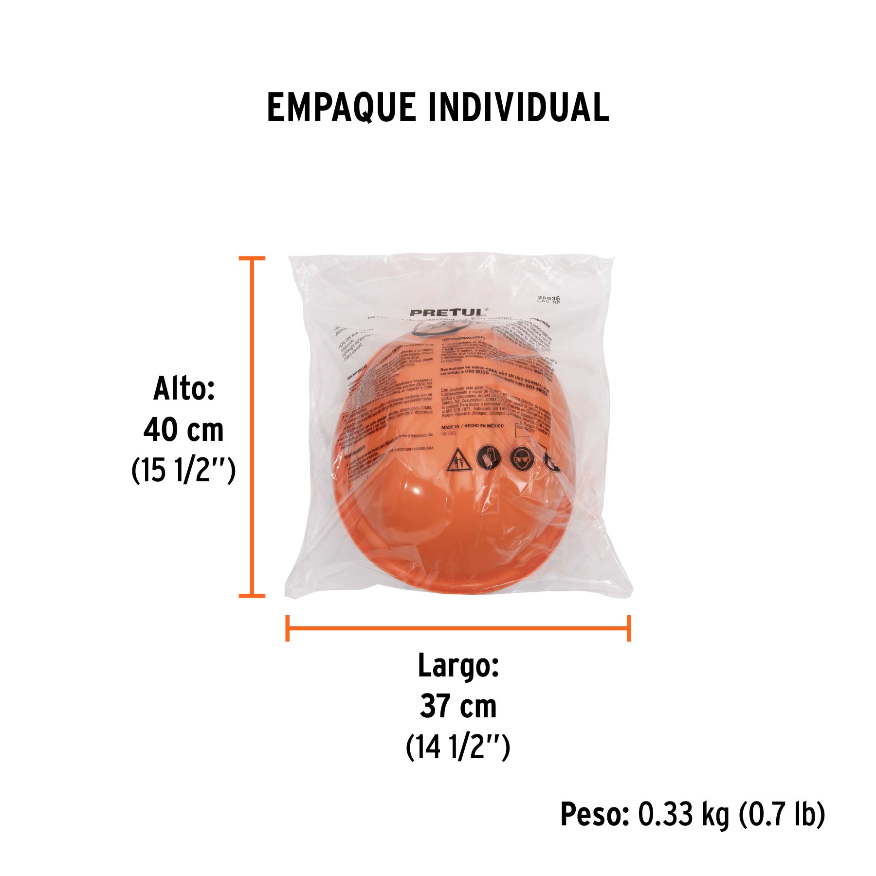 Casco de seguridad, color naranja, pretul