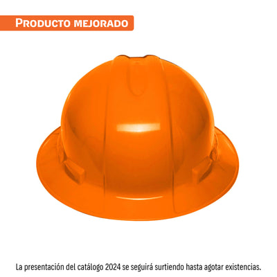 Casco de seguridad, naranja, ala ancha