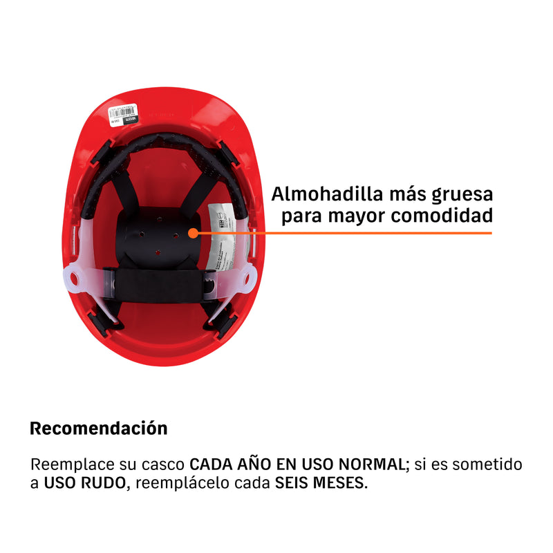 Casco de seguridad ventilado rojo