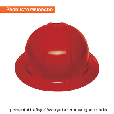 Casco de seguridad, rojo, ala ancha