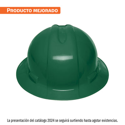 Casco de seguridad, verde, ala ancha