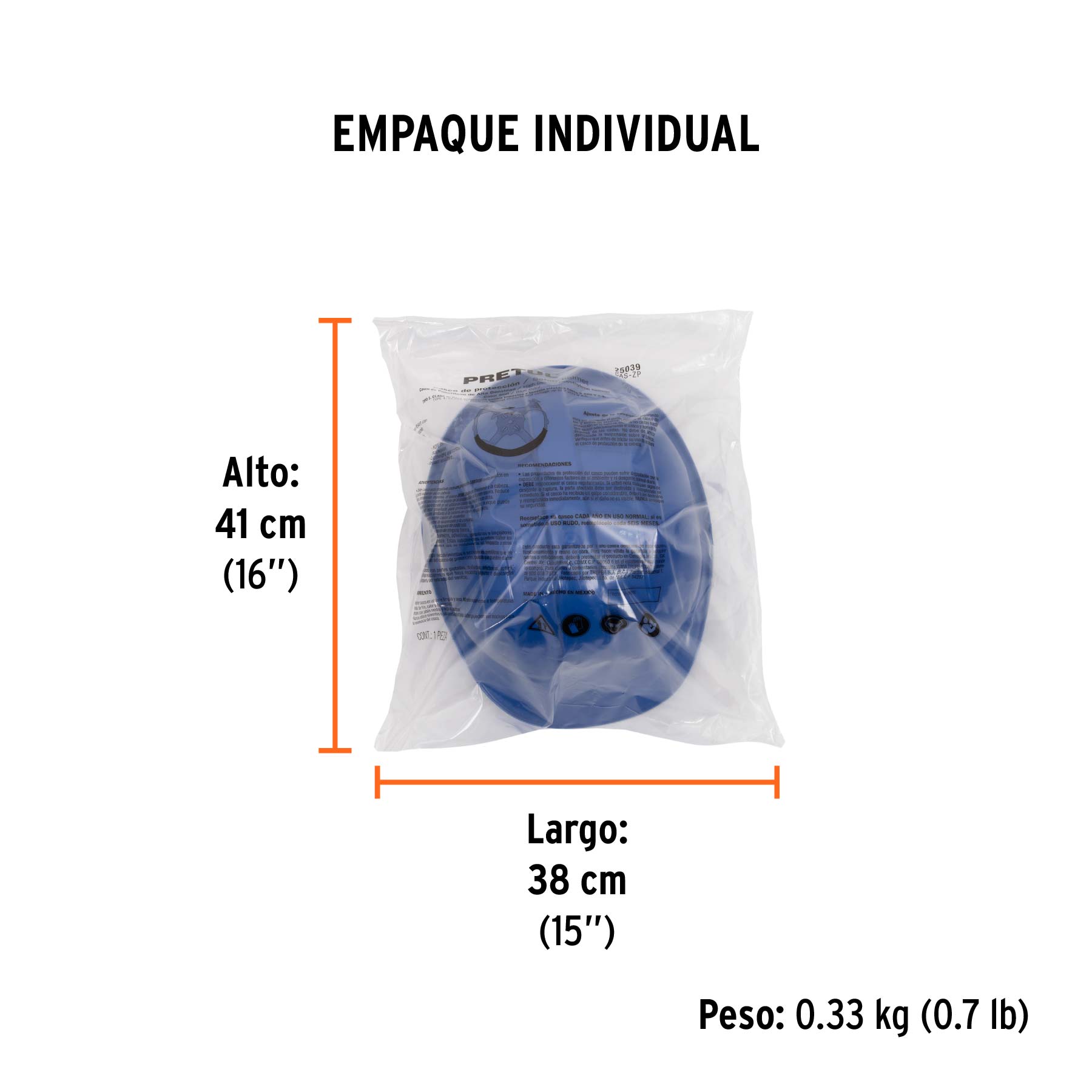 Casco de seguridad, color azul, pretul