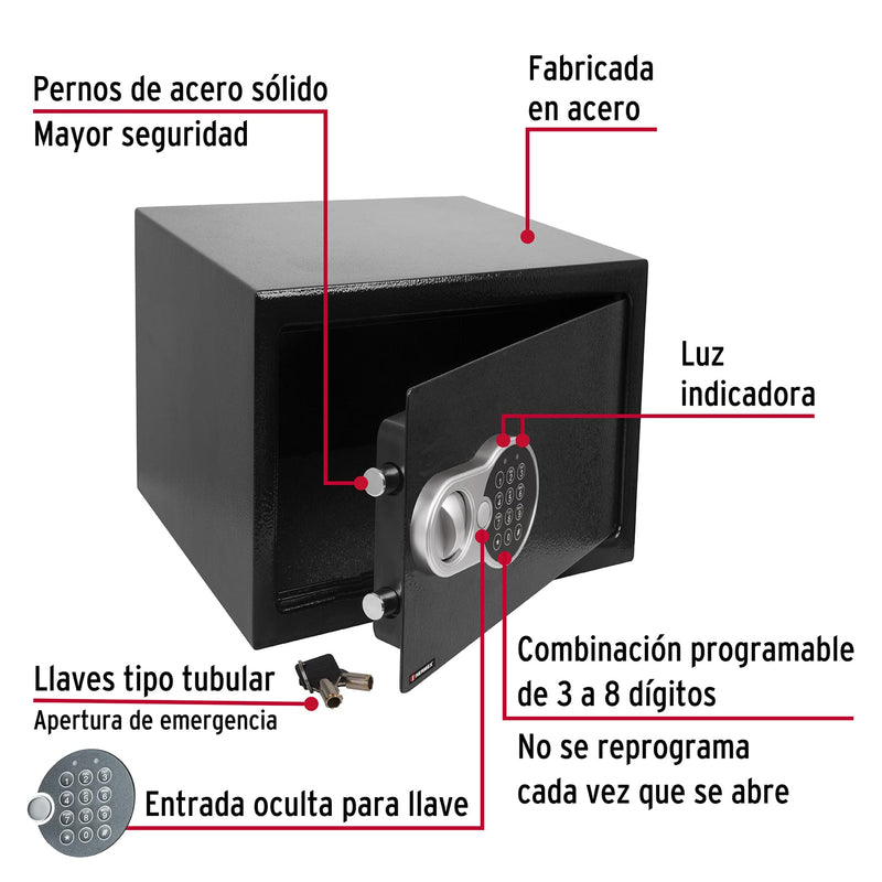 Caja de seguridad electrónica, 35 cm, 21 litros