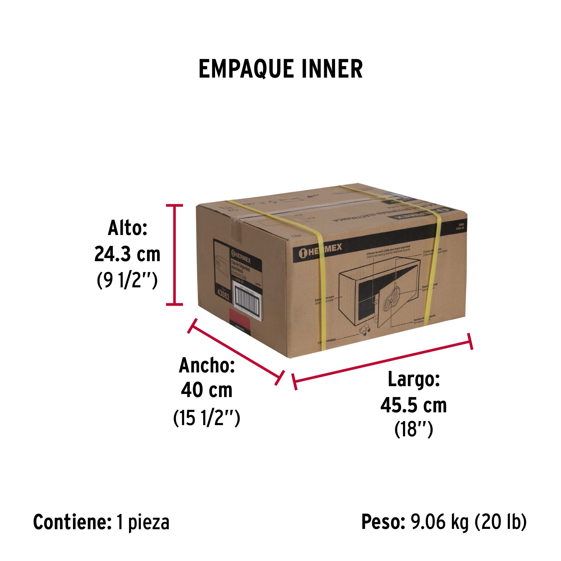 Caja de seguridad electrónica, 43 cm, 30 litros