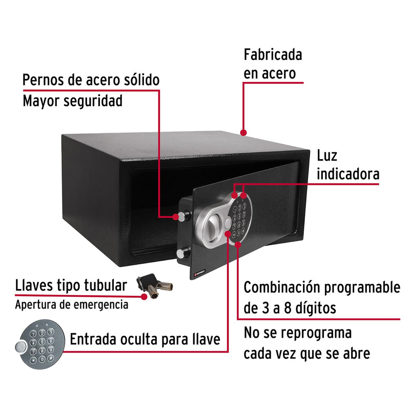 Caja de seguridad electrónica, 43 cm, 30 litros