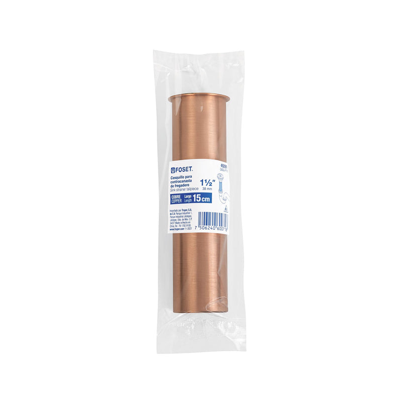 Casquillo de cobre p/ contracanasta fregadero, 15 cm, 1-1/2"