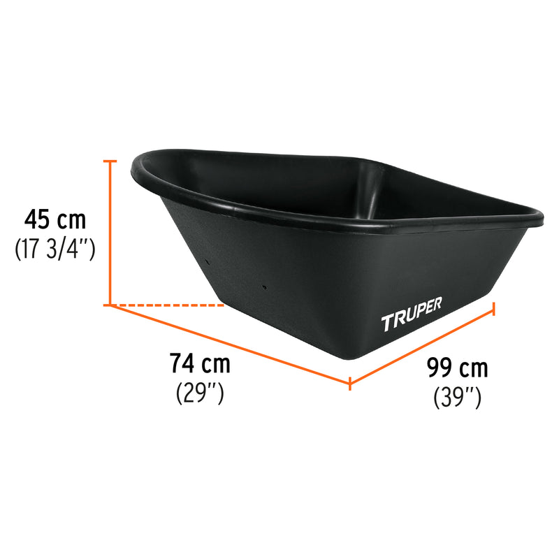 Carretilla 6 ft3,bandeja plástica,llanta neumática reforzada