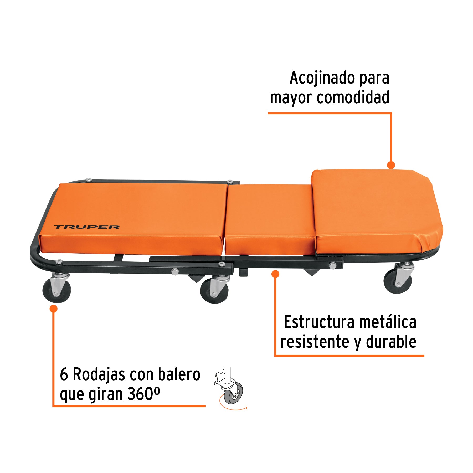 Cama / banco de 36' para mecánico, Truper