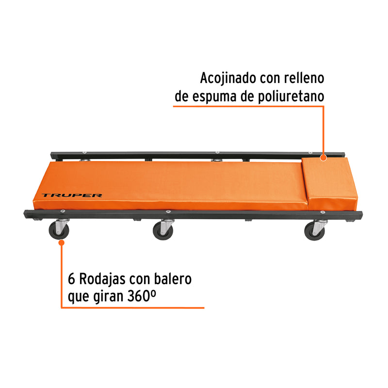 Cama de acero 40" para mecánico, TRUPER