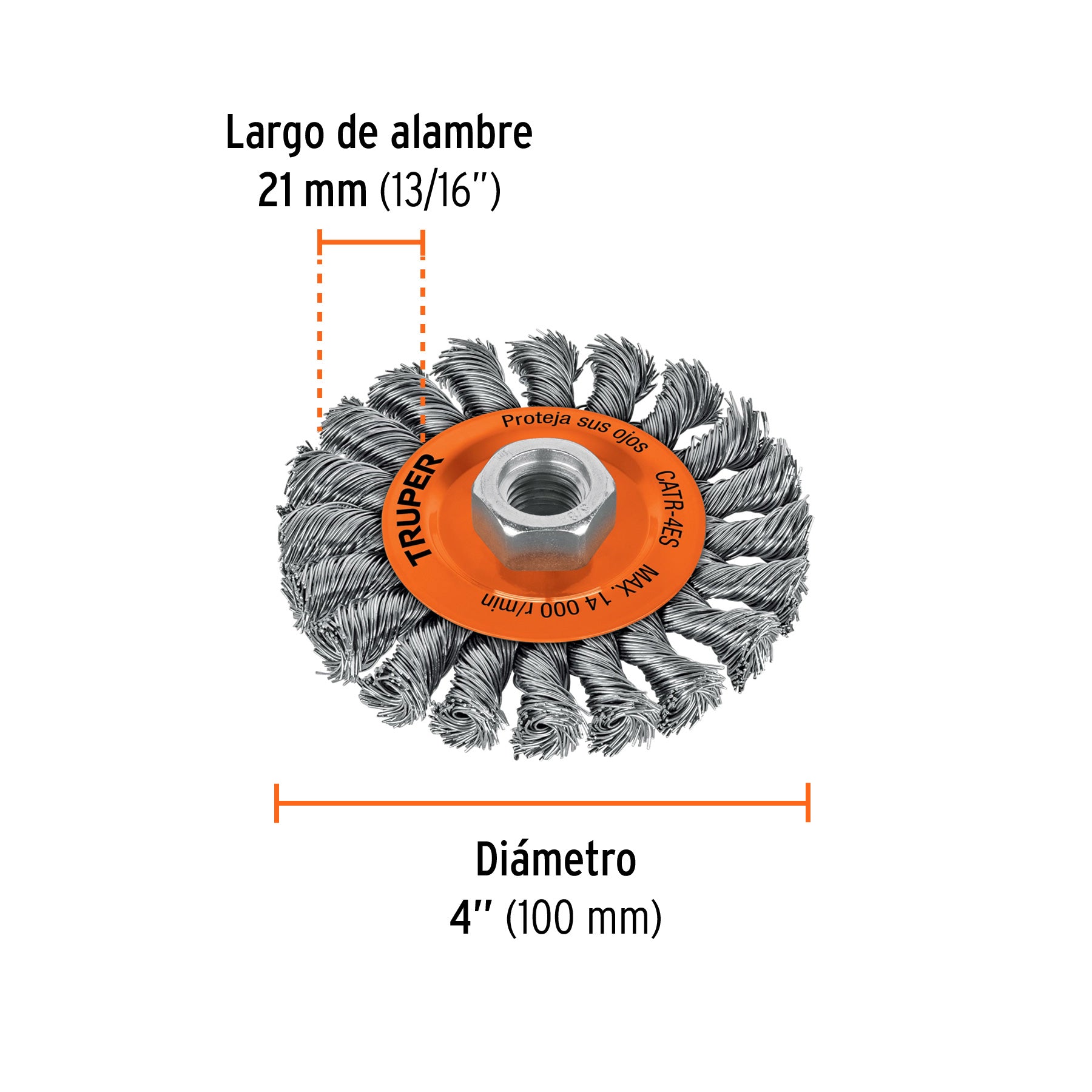 Carda trenzada circular, 4" para esmeriladora