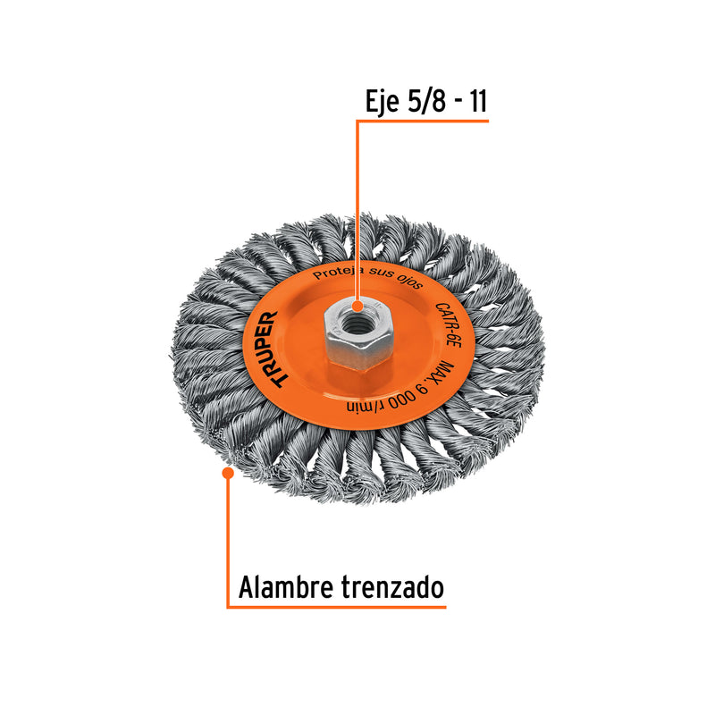 Carda trenzado, 6 x 3/4" para esmeriladora