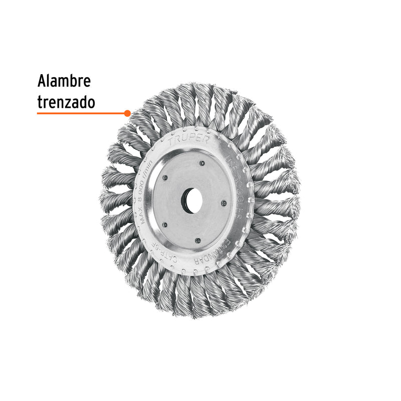 Carda trenzado fino, 6 X 5/8" para esmeril
