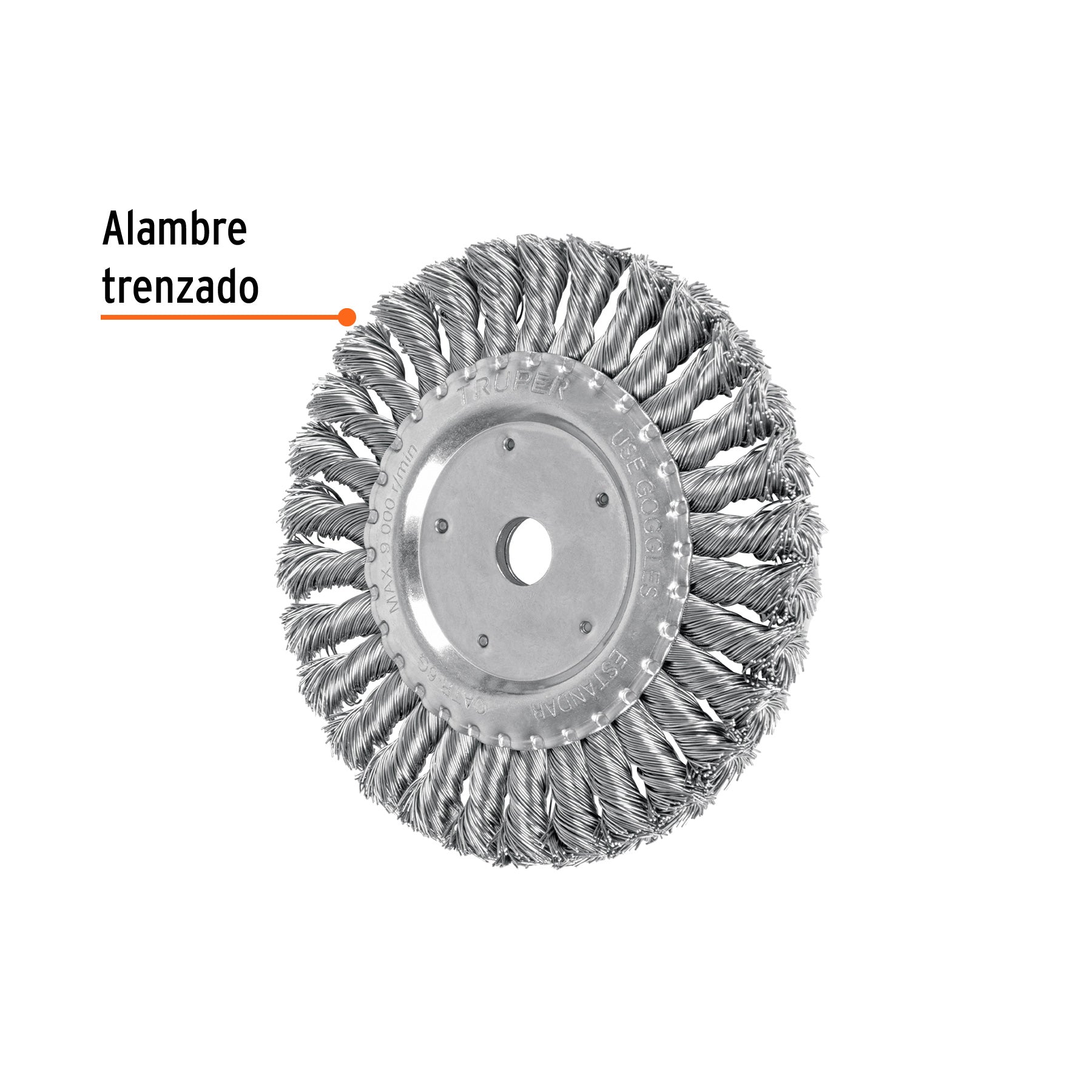 Carda trenzado grueso, 6 X 5/8" para esmeril