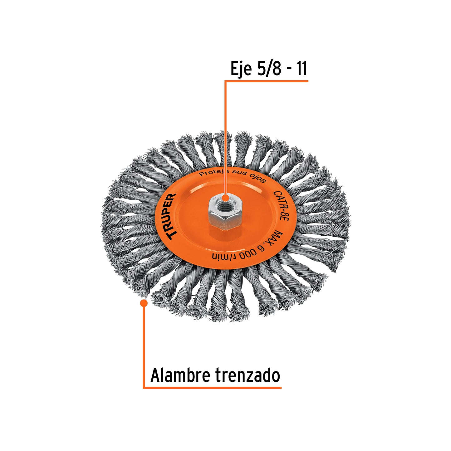 Carda trenzada circular, 8" para esmeriladora