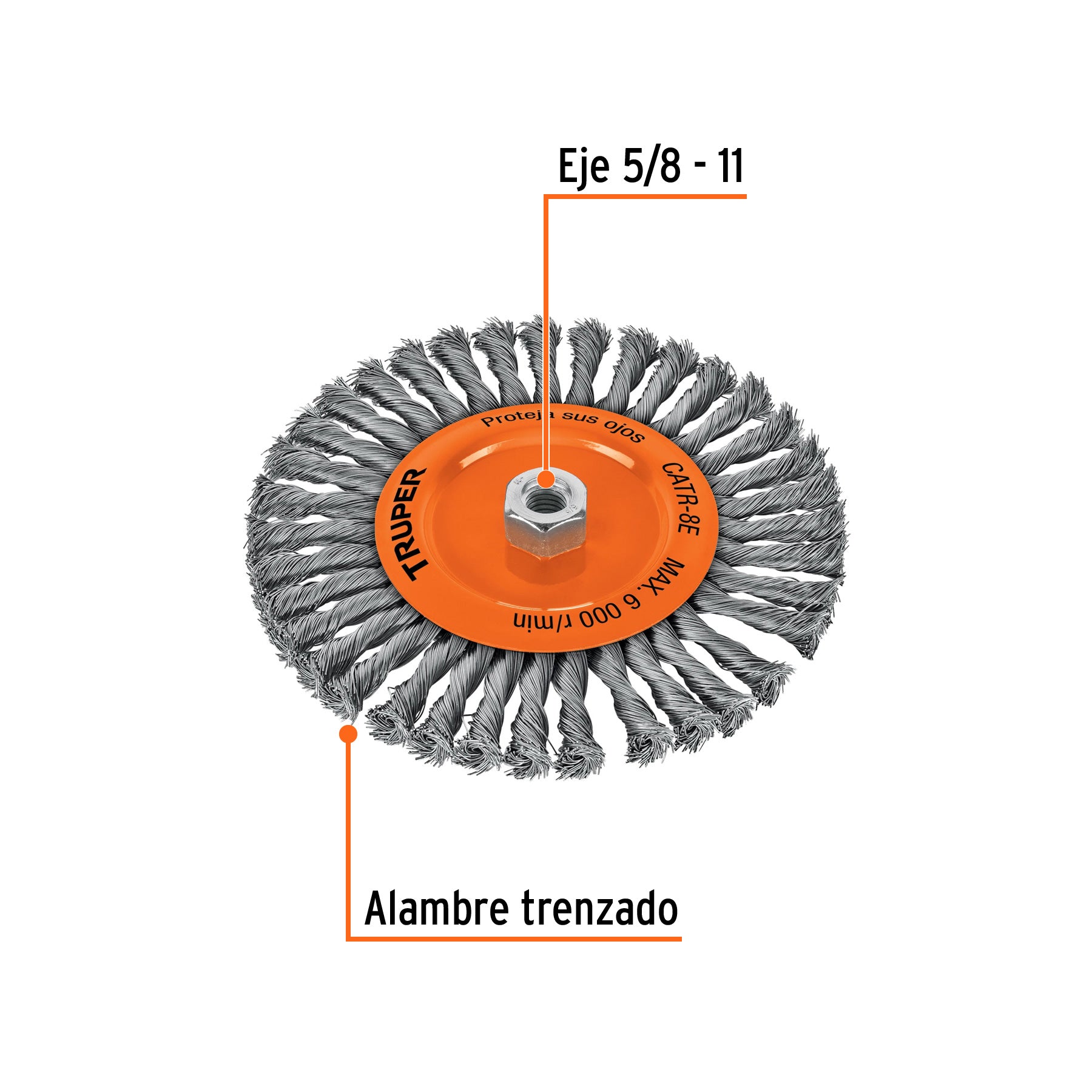 Carda trenzada circular, 8" para esmeriladora