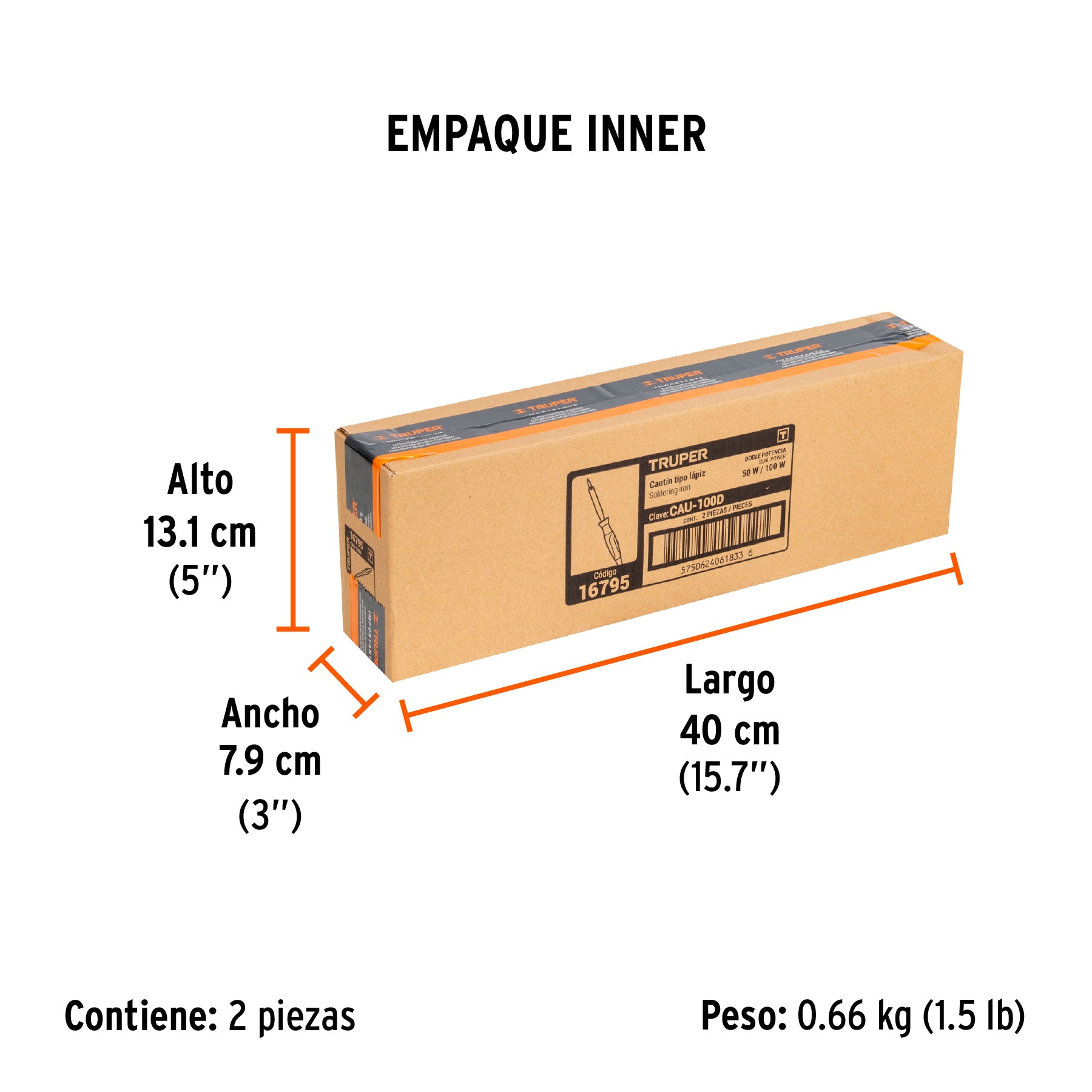 Cautín, tipo lápiz de 100 W, dual, industrial