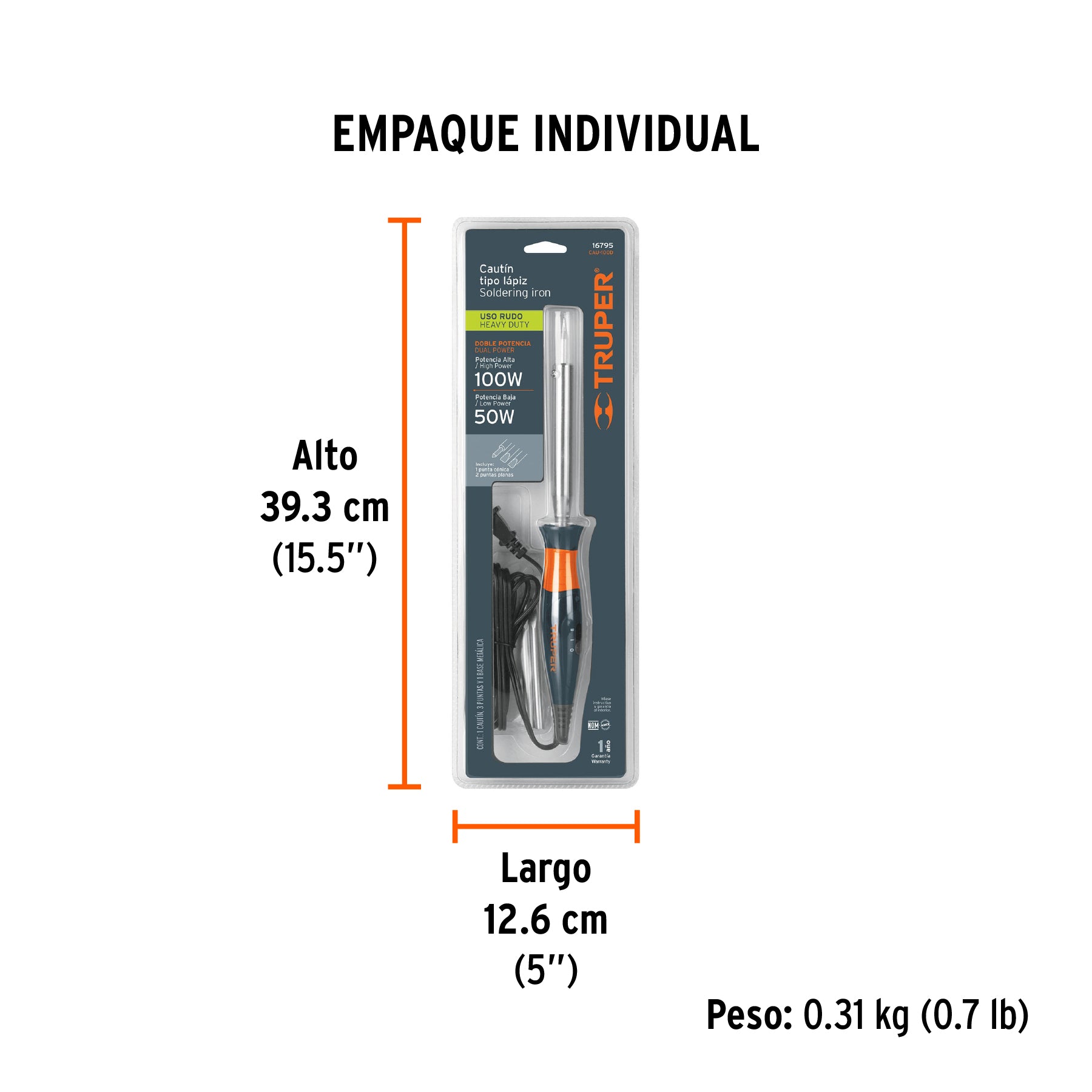 Cautín, tipo lápiz de 100 W, dual, industrial