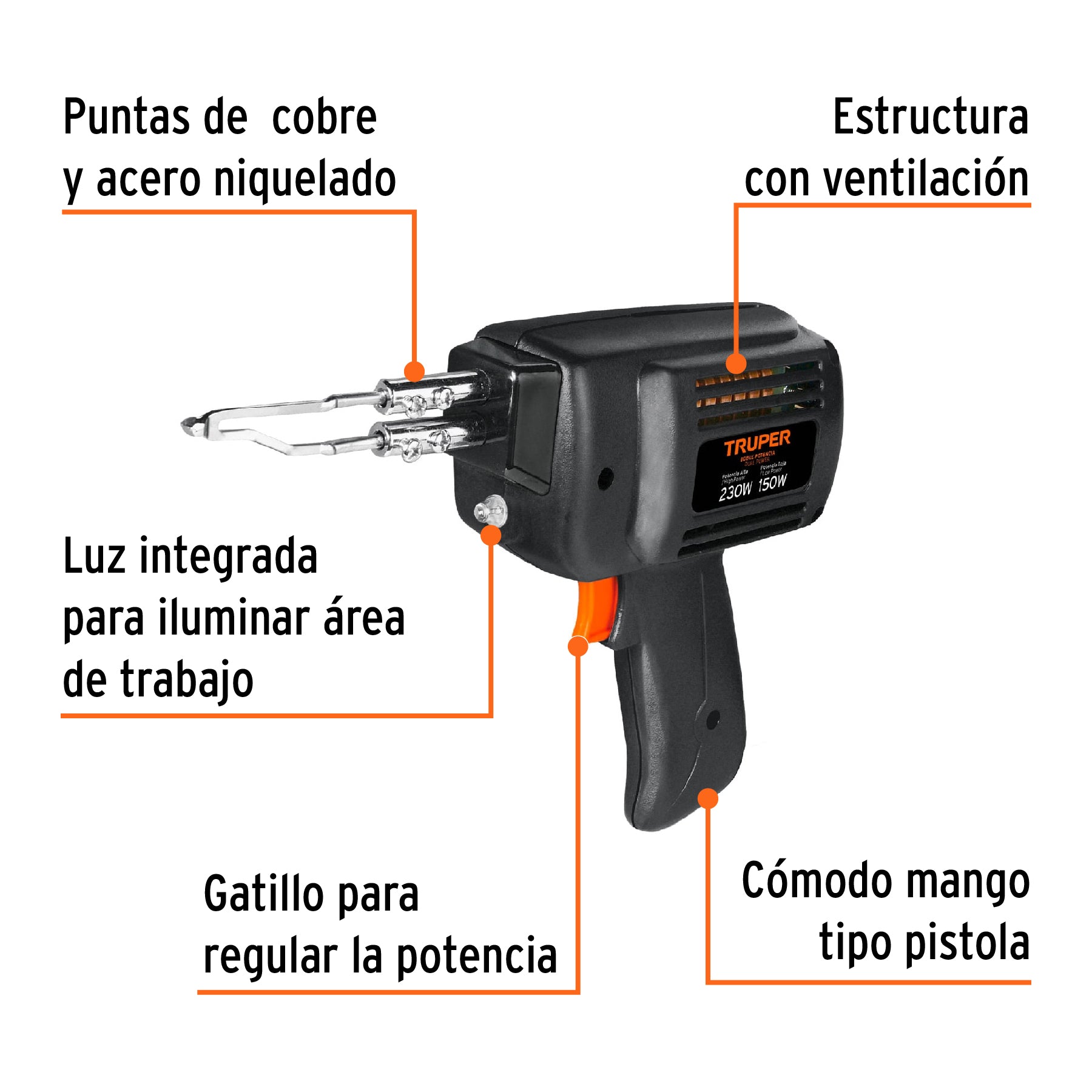 Cautín tipo pistola de 230 watts