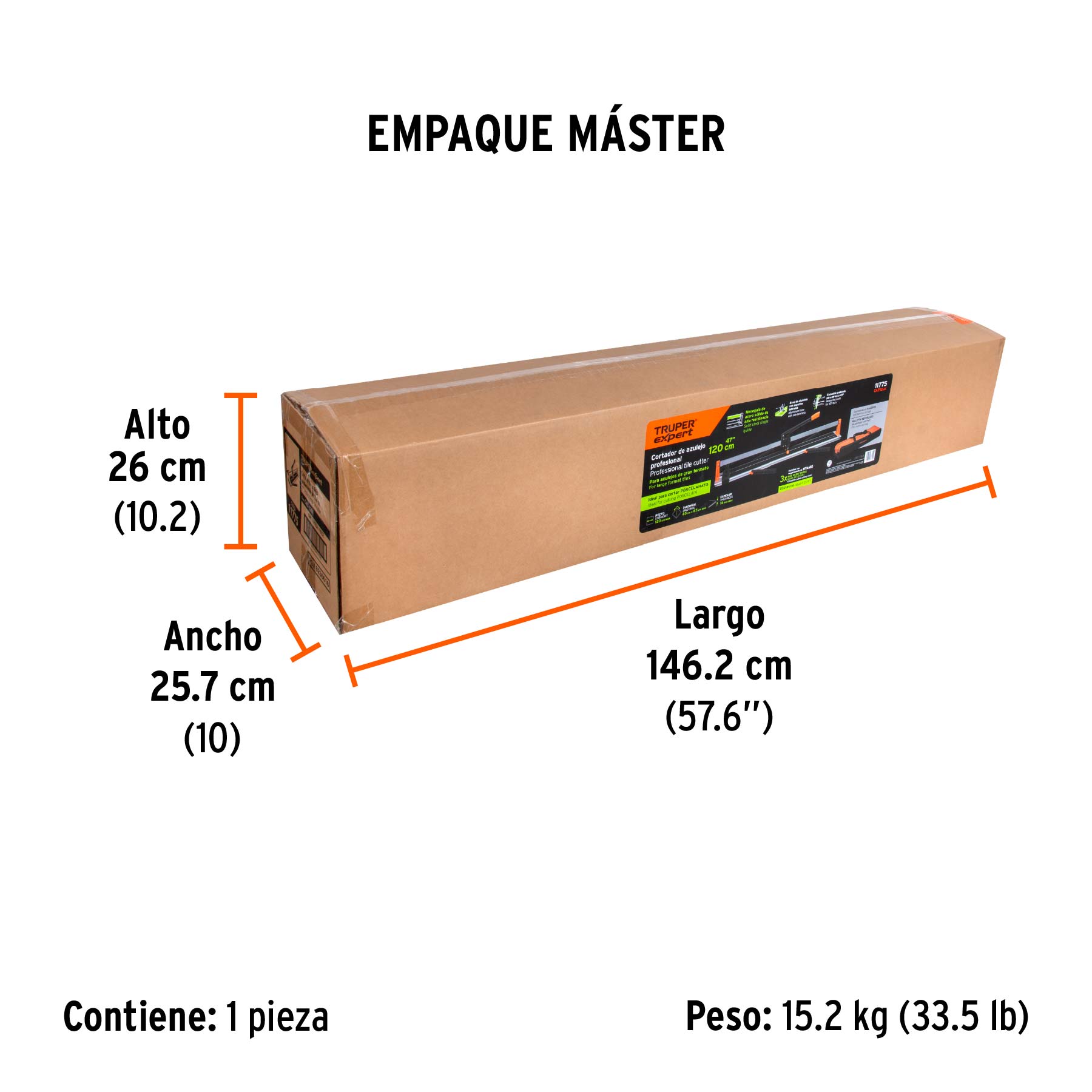Cortador de azulejo, 120 cm (47") en mochila, Truper Expert