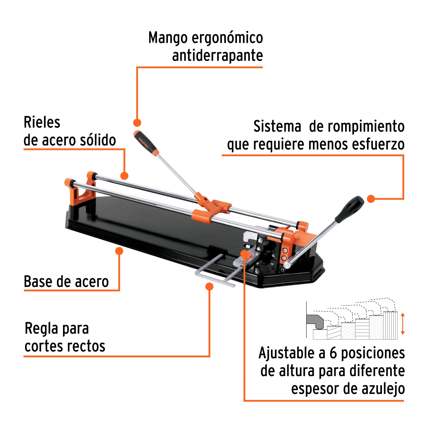 Cortador de azulejo con baleros, 60 cm (23"), Truper Expert