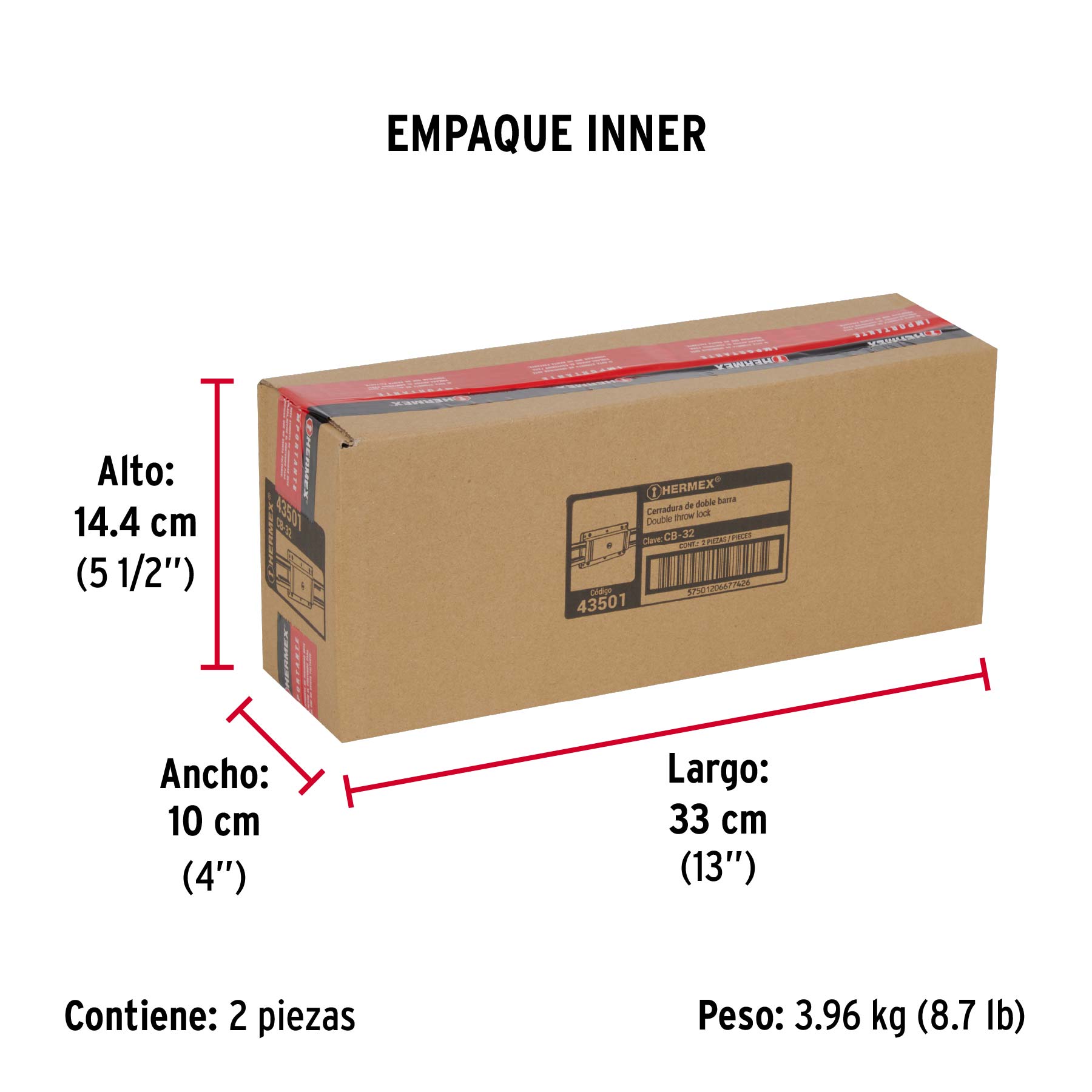 Cerradura doble barra, doble cerrojo