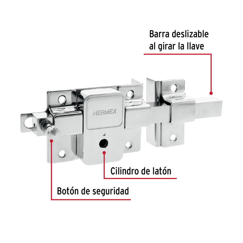 Cerradura barra, llave tetra, derecha, blister
