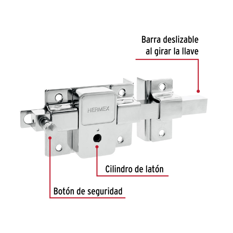 Cerradura barra, llave tetra, derecha
