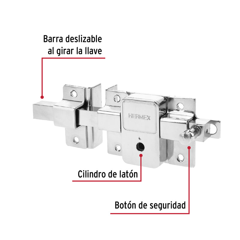 Cerradura barra, llave tetra, izquierda, blister