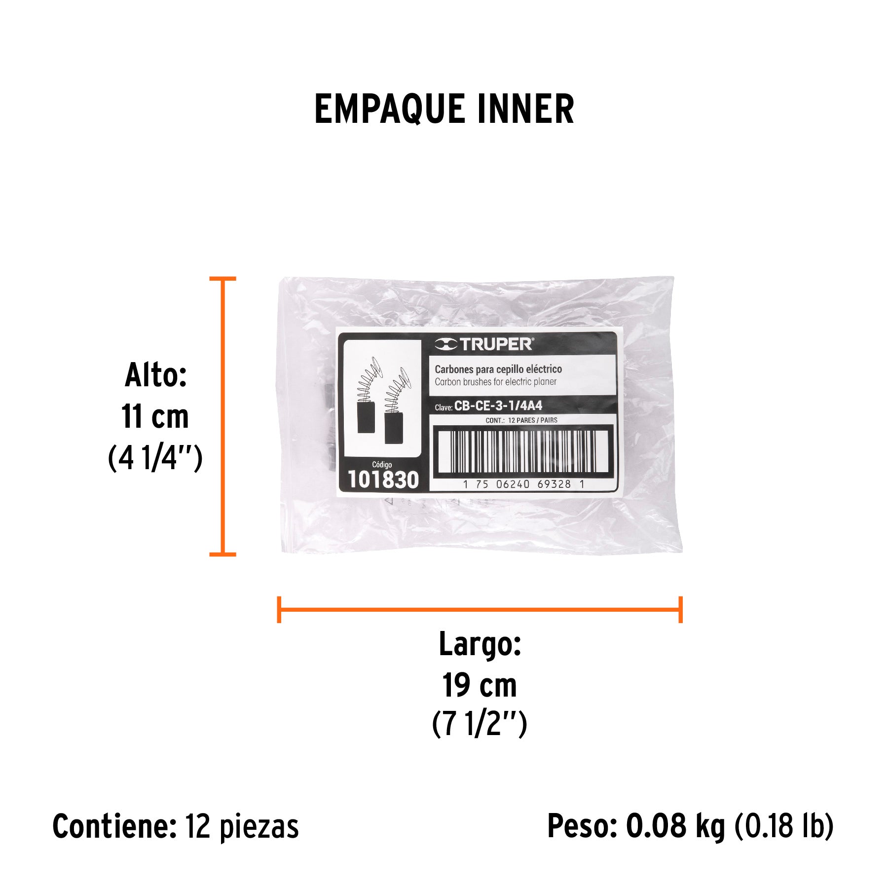 Bolsa con 2 carbones de repuesto para CEPEL-3-1/4A4, TRUPER