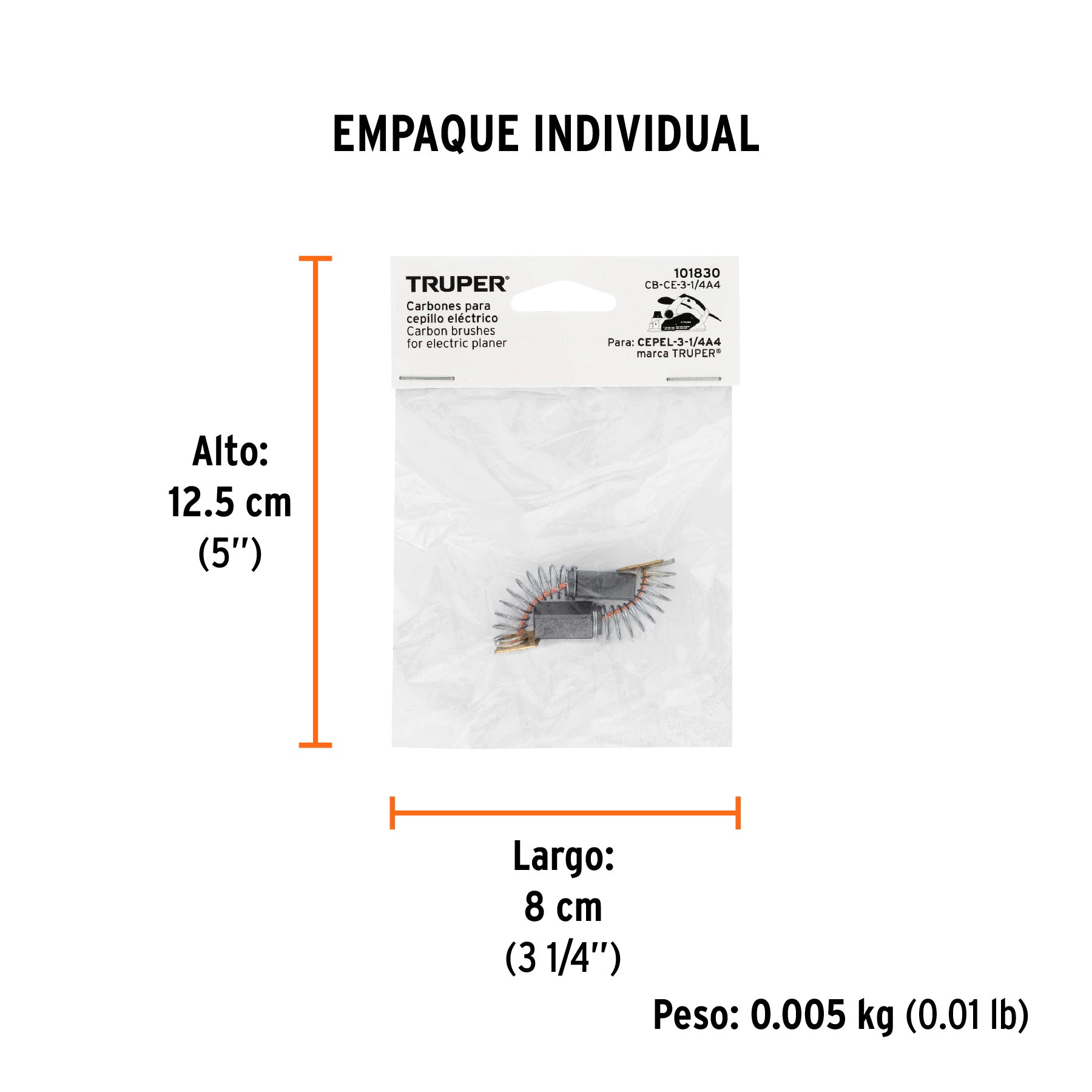 Bolsa con 2 carbones de repuesto para CEPEL-3-1/4A4, TRUPER