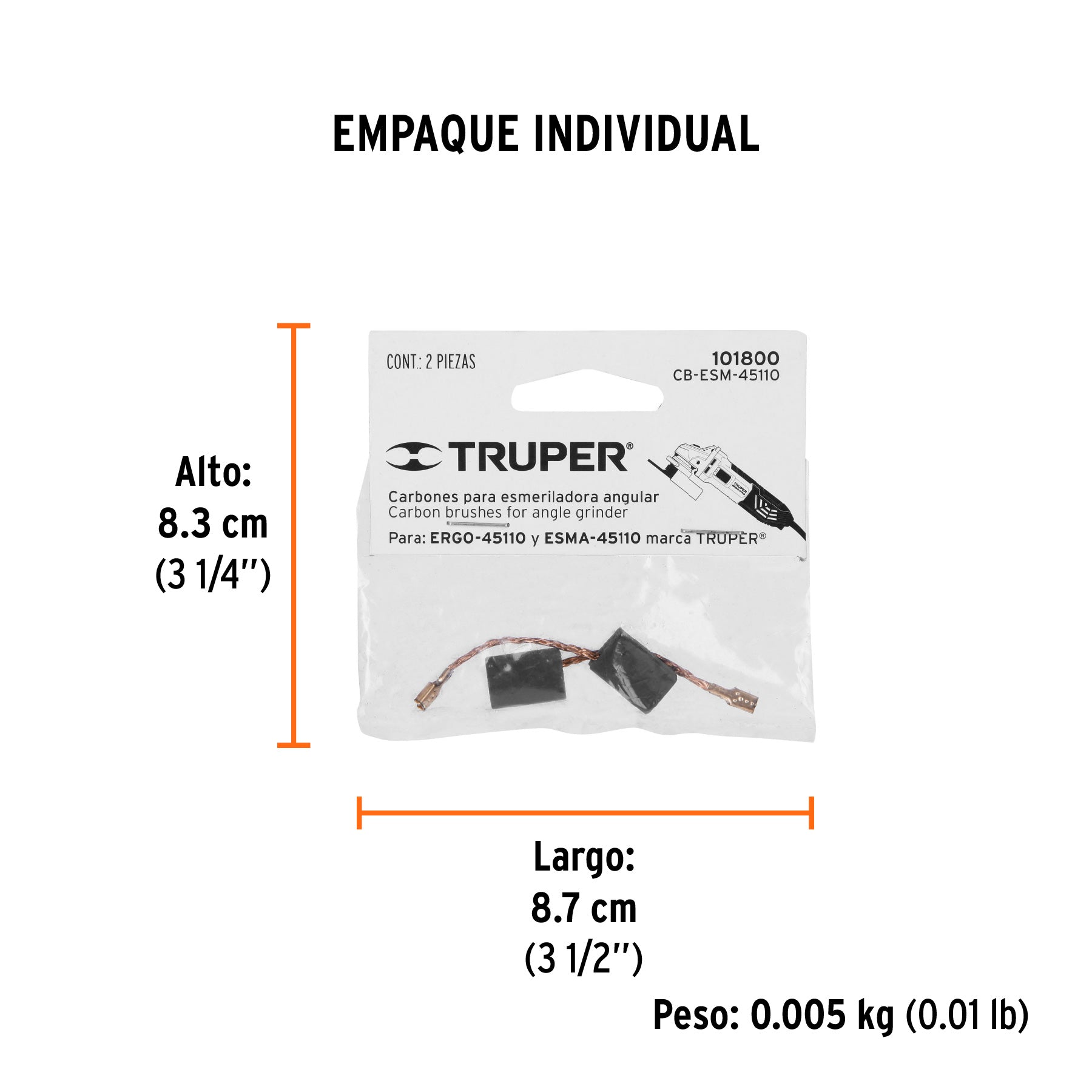 Bolsa con 2 carbones de repuesto para ESM-45110, Truper