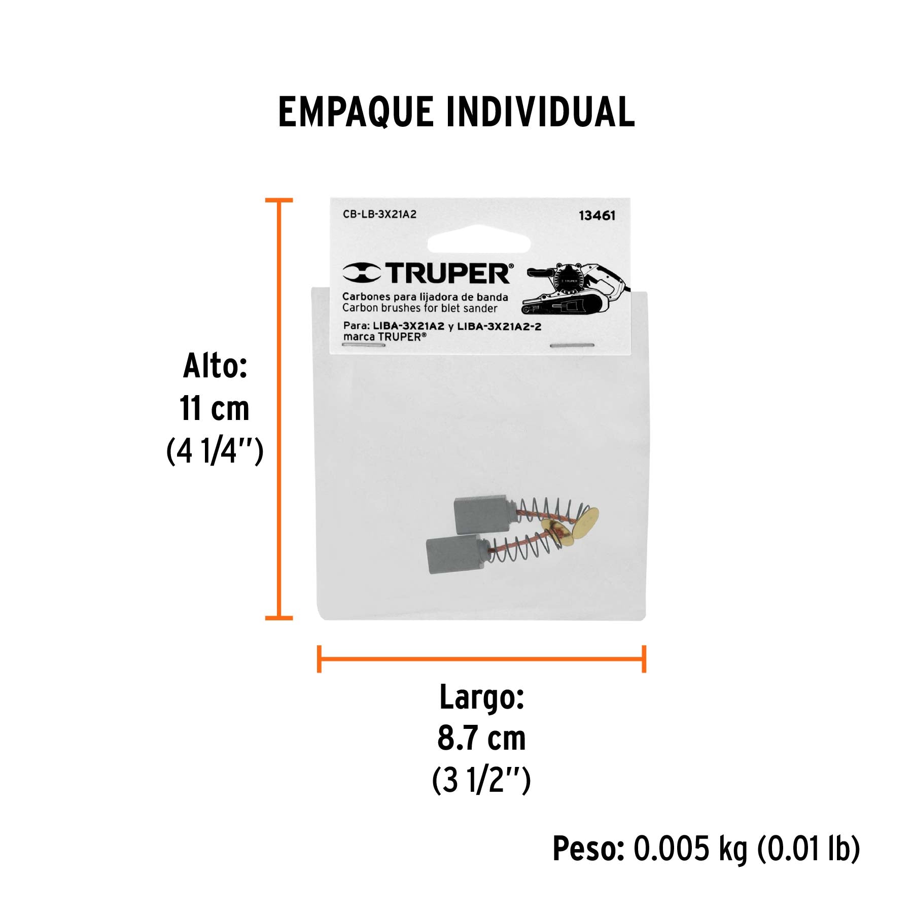 Carbones de repuesto para lijadora de banda, LIBA-3X21A2