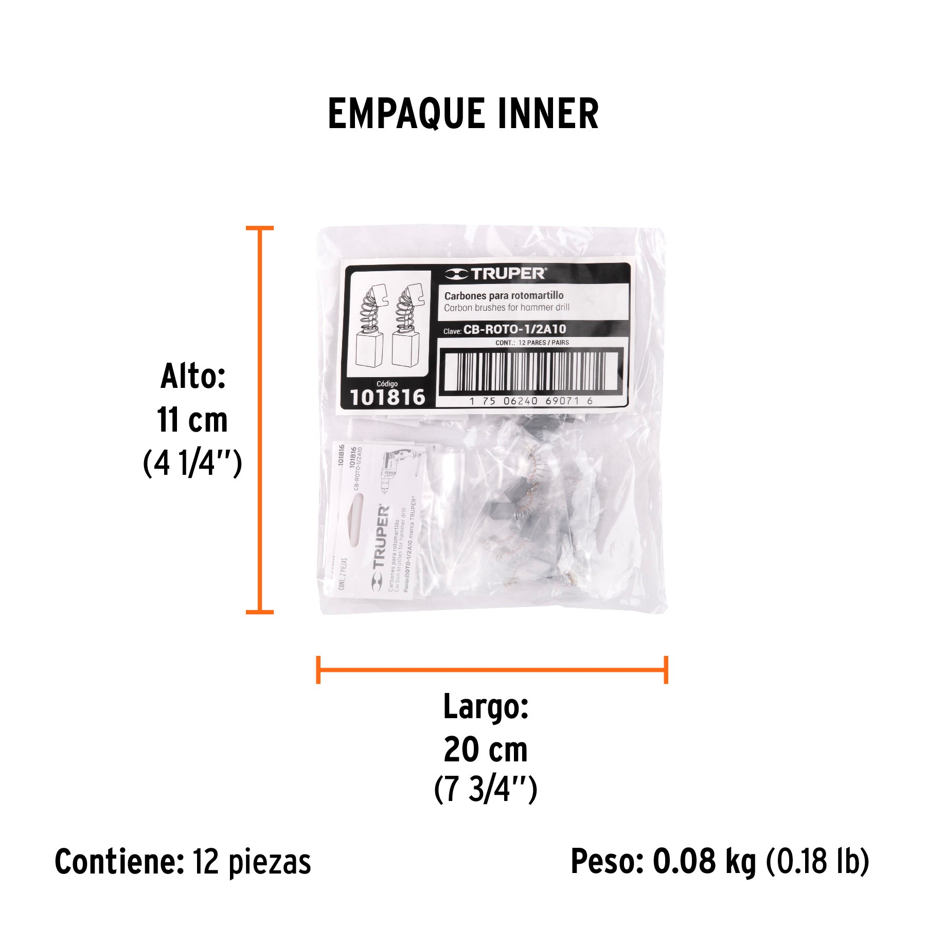 Bolsa con 2 carbones de repuesto para ROTO-1/2A10, Truper