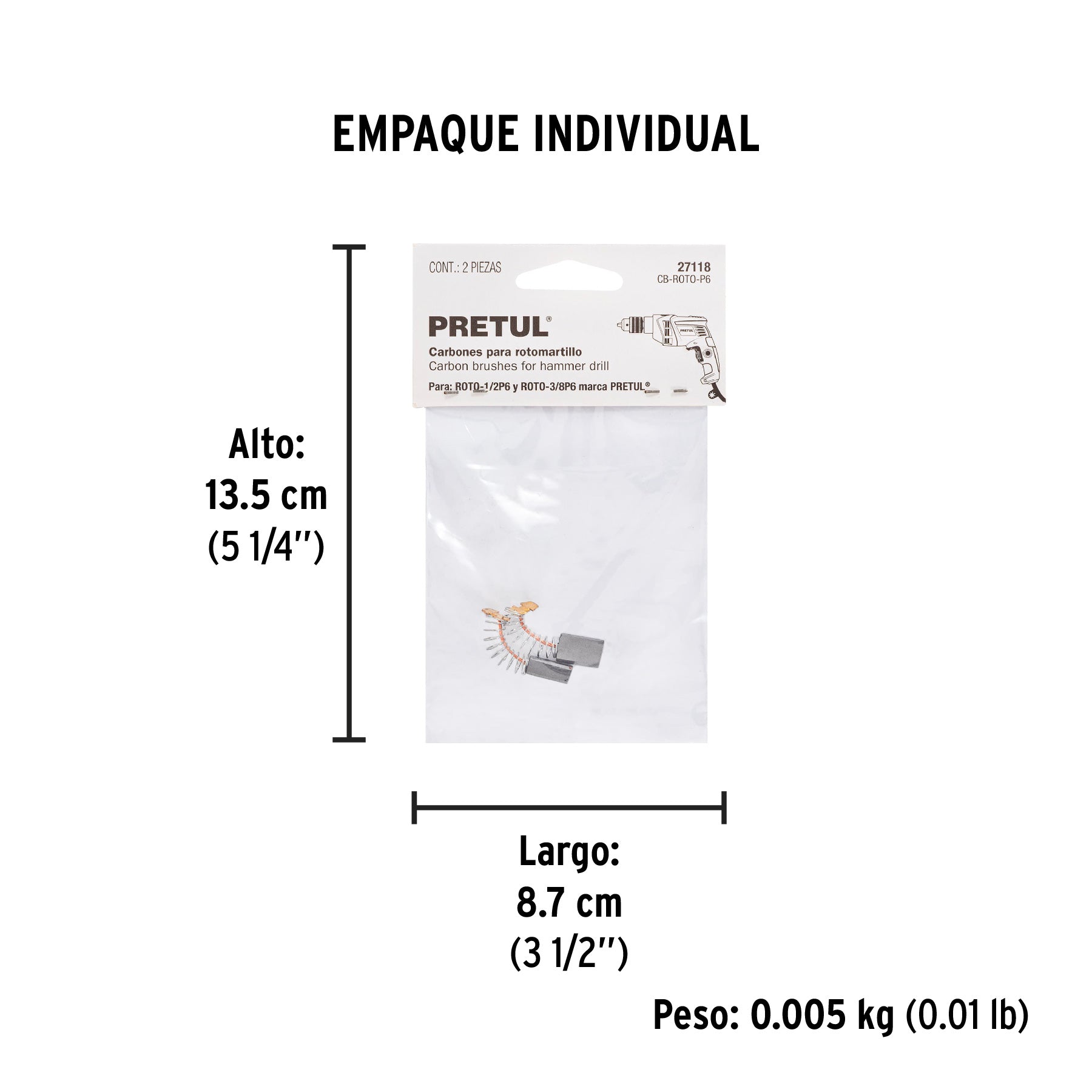 Bolsa con 2 carbones de repuesto para ROTO-1/2P6, ROTO-3/8P6