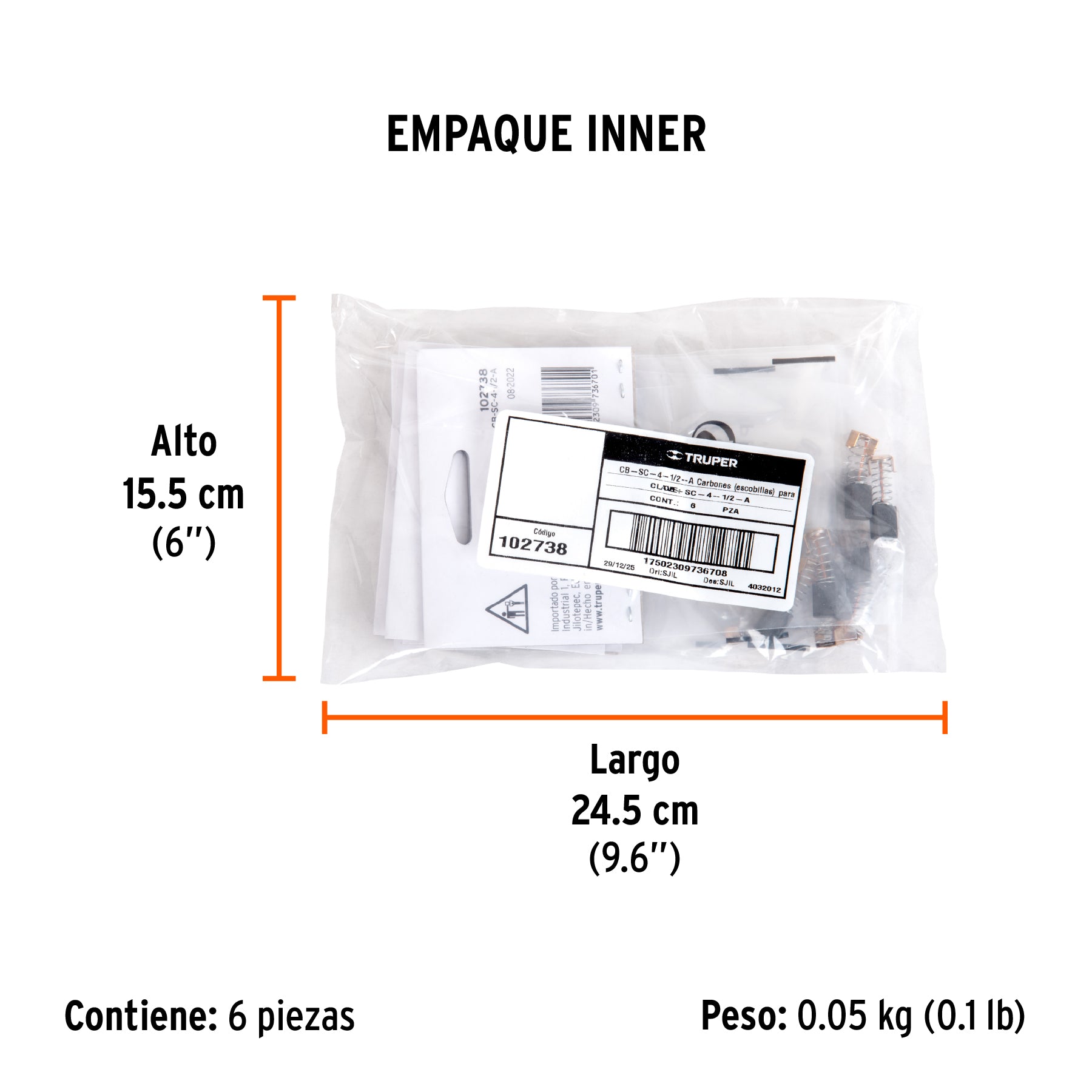 Bolsa con 2 carbones de repuesto para SICI-4-1/2-A, Truper