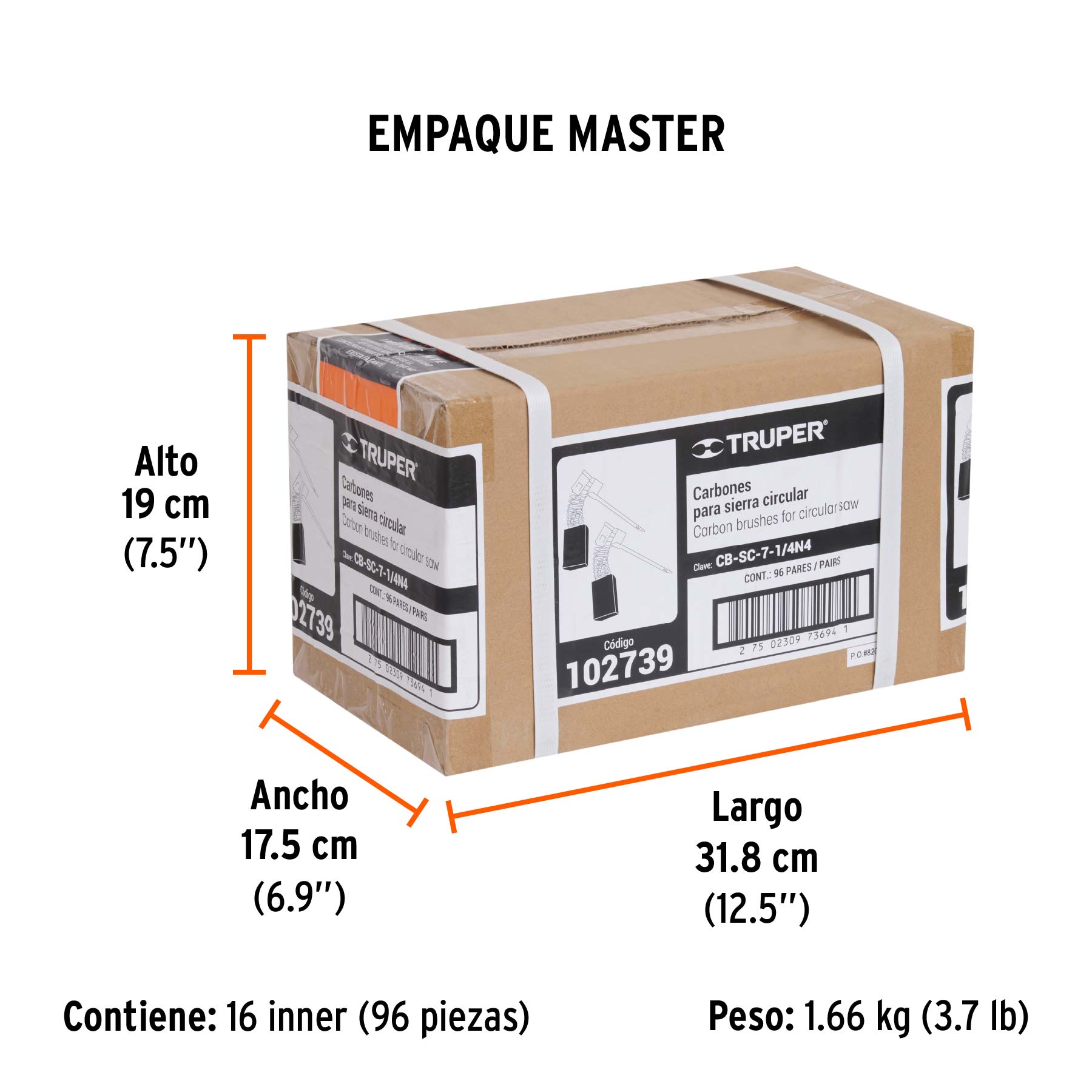 Bolsa con 2 carbones de repuesto para SICI-7-1/4N4, Truper
