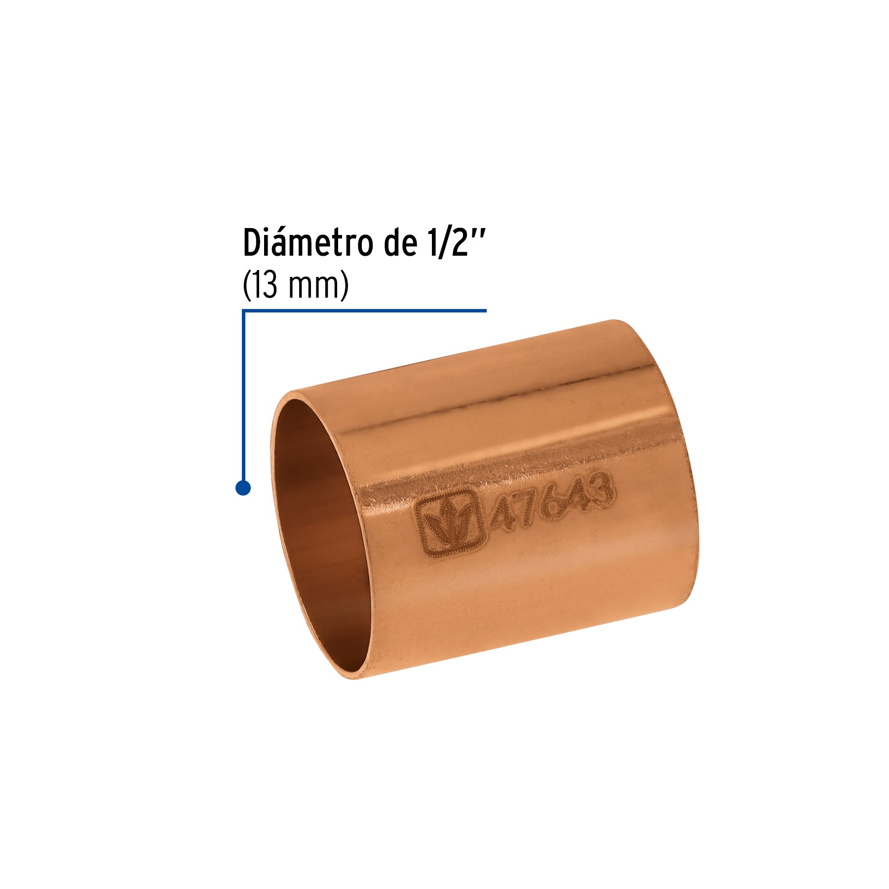 Cople de cobre sin ranura,1/2', Basic