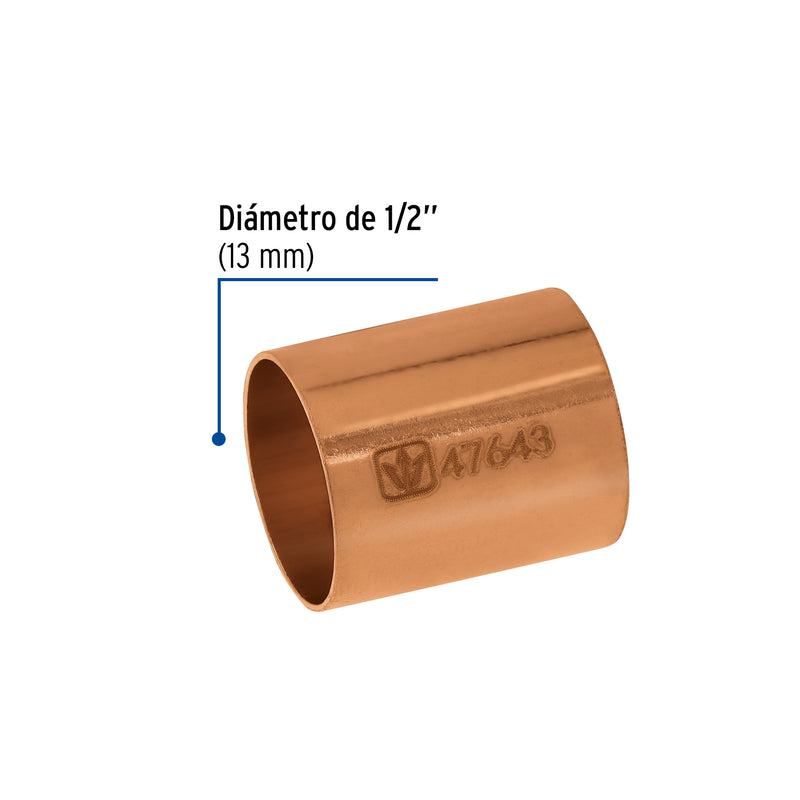 Cople de cobre sin ranura,1/2', Basic