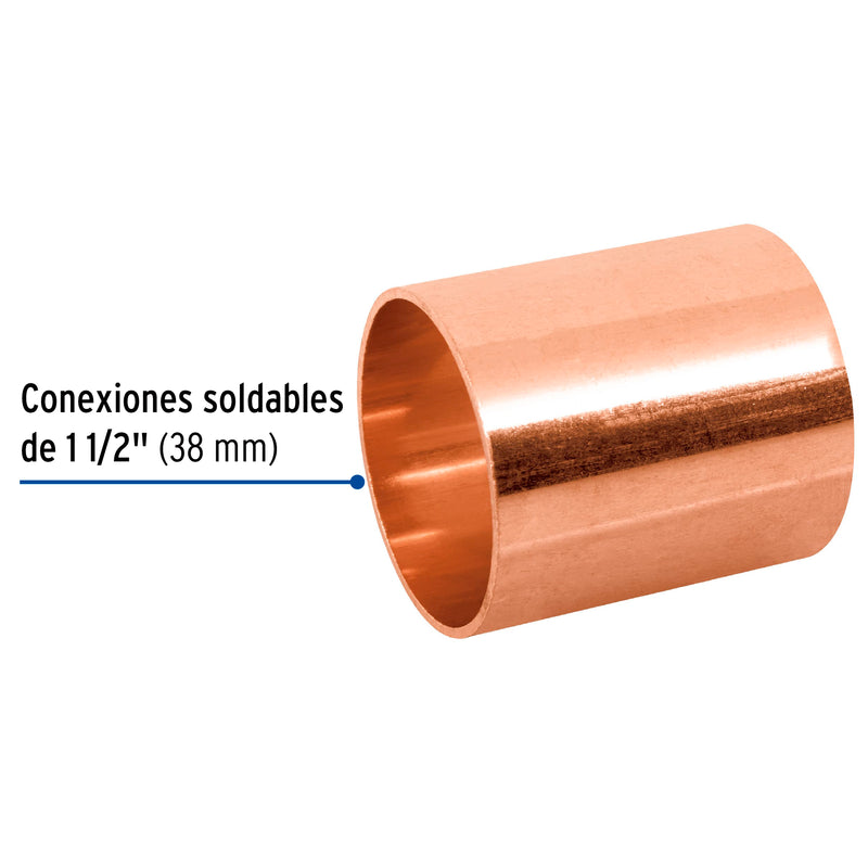 Cople de cobre sin ranura 1-1/2"