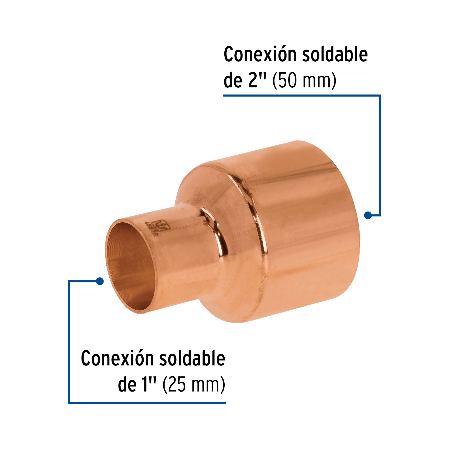 Cople reducción bushing cobre 2x1"