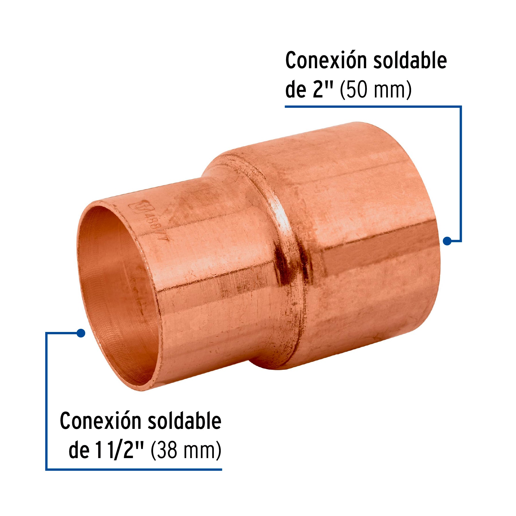 Cople reducción bushing cobre 2x1-1/2"